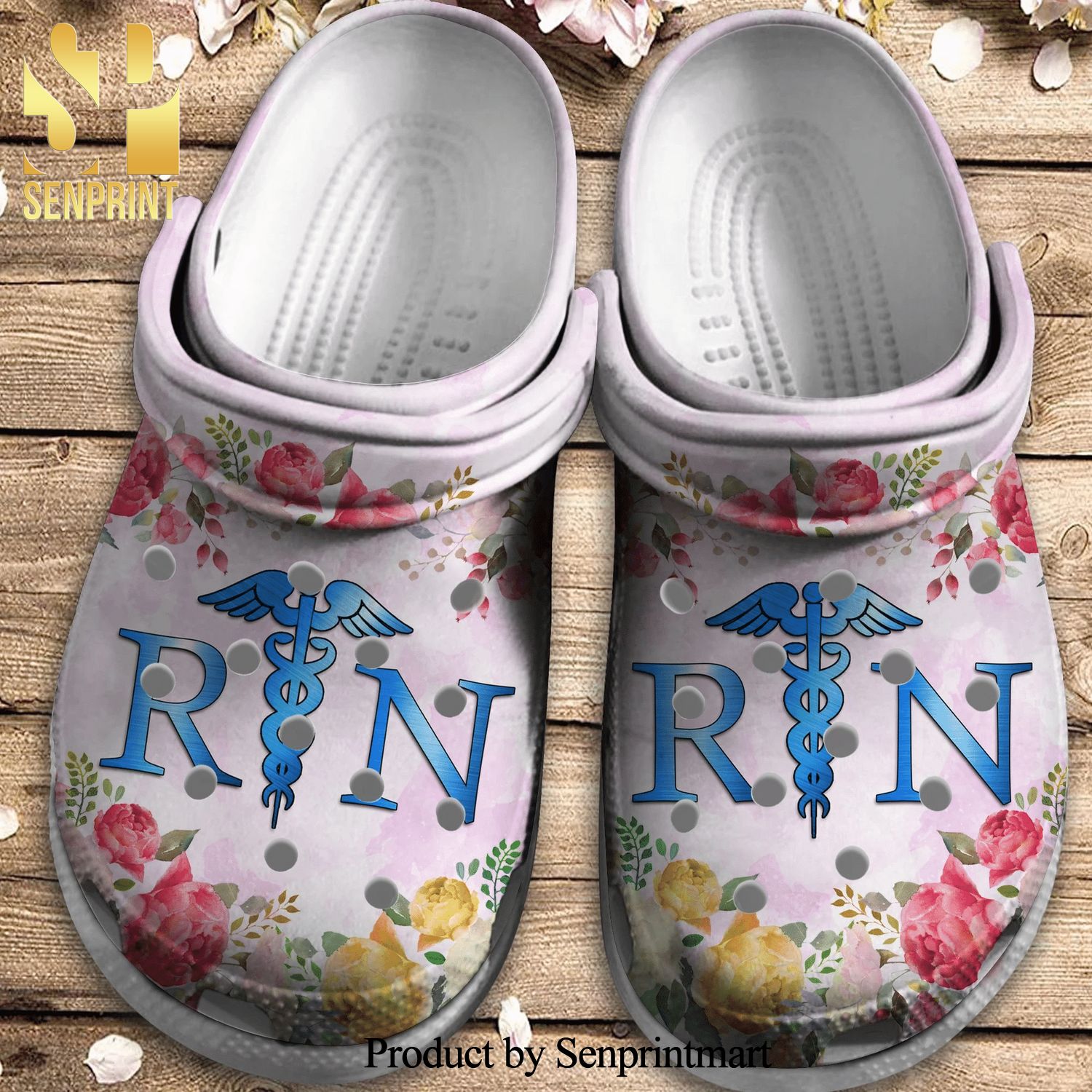 Registered Nurse Flower Gift For Lover All Over Printed Crocs Unisex Crocband Clogs