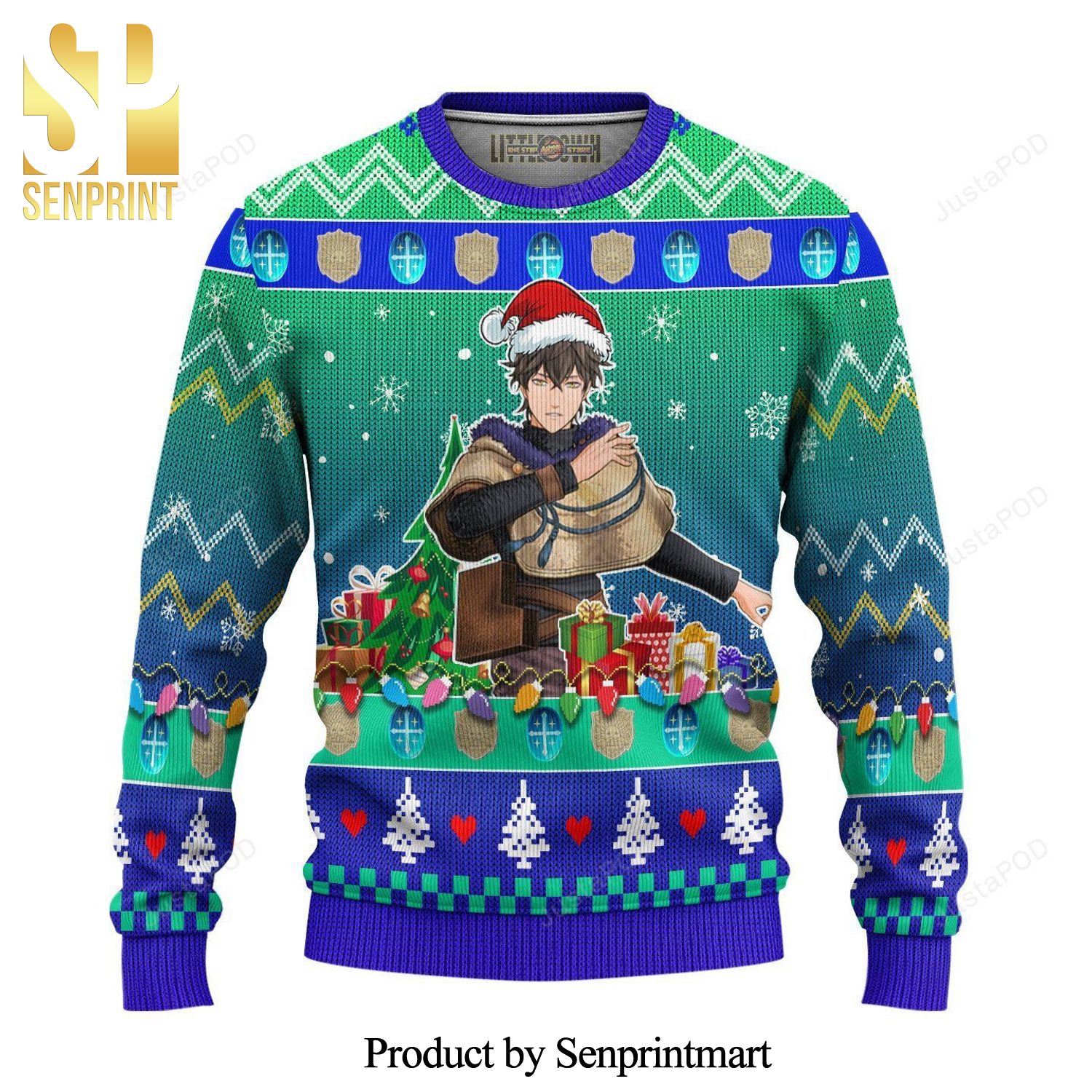 Yuno Grinberryall Black Clover Santa Manga Anime Knitted Ugly Christmas Sweater