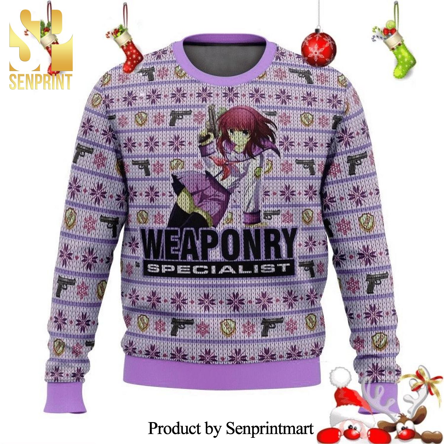 Yuri Nakamura Angel Beats Weaponry Specialist Knitted Ugly Christmas Sweater