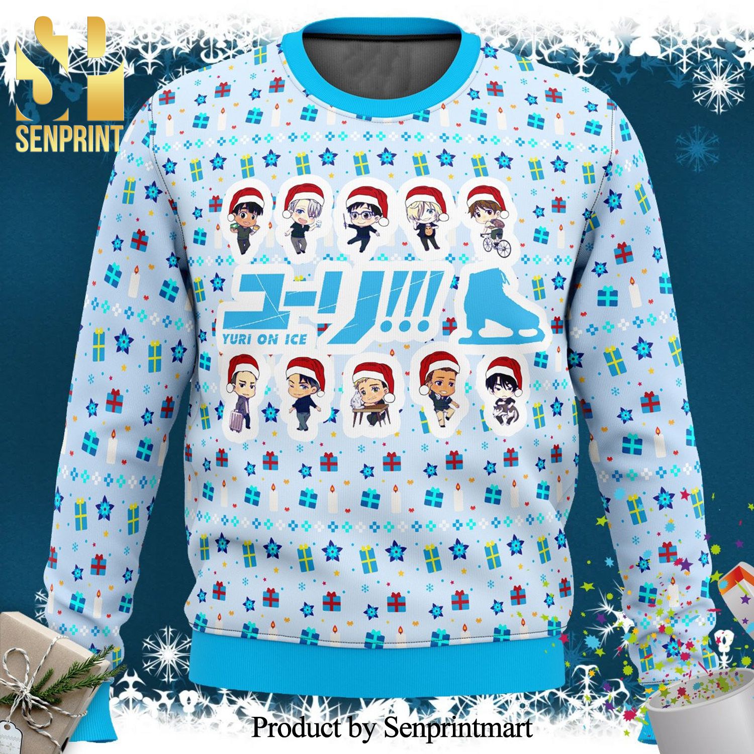 Yuri On Ice Cute Chibi Manga Anime Knitted Ugly Christmas Sweater