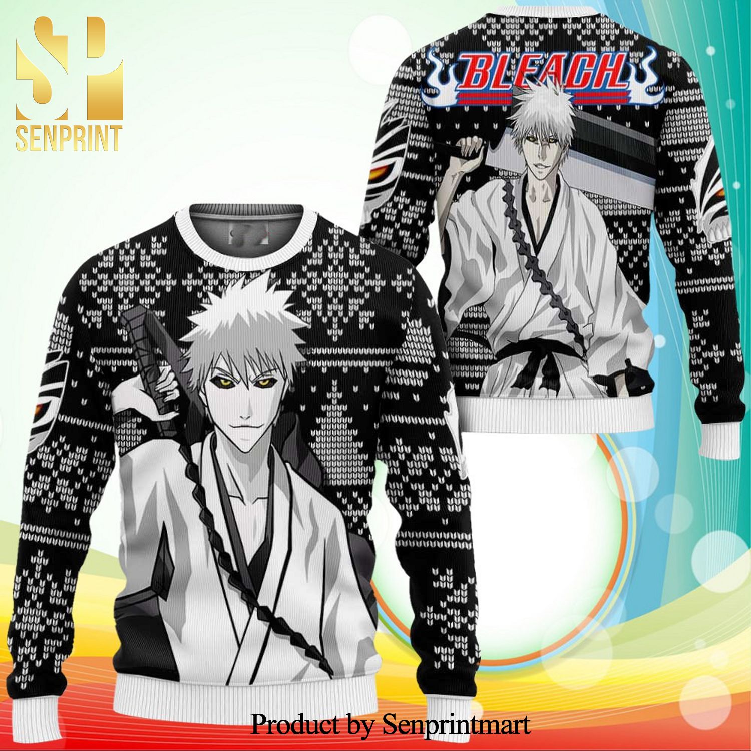 Zangetsu Bleach Anime Knitted Ugly Christmas Sweater