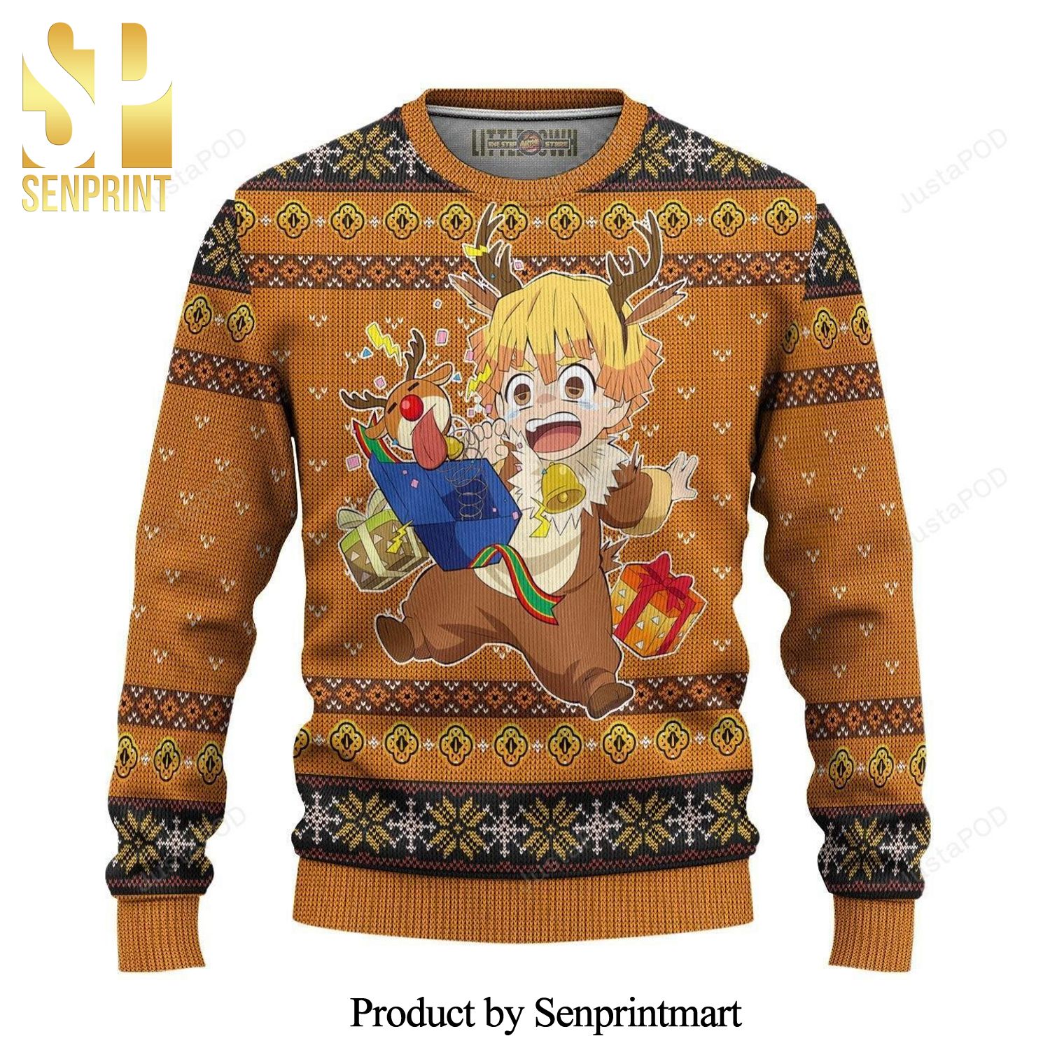 Zenitsu Demon Slayer Anime Knitted Ugly Christmas Sweater