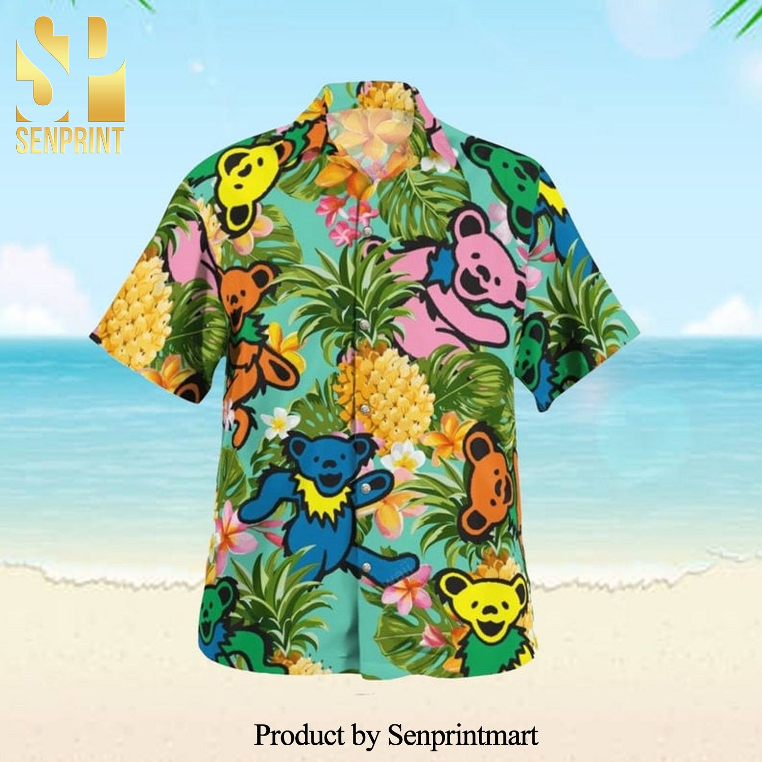Grateful Dead Dancing Bears Pineapple Full Printing Hawaiian Shirt