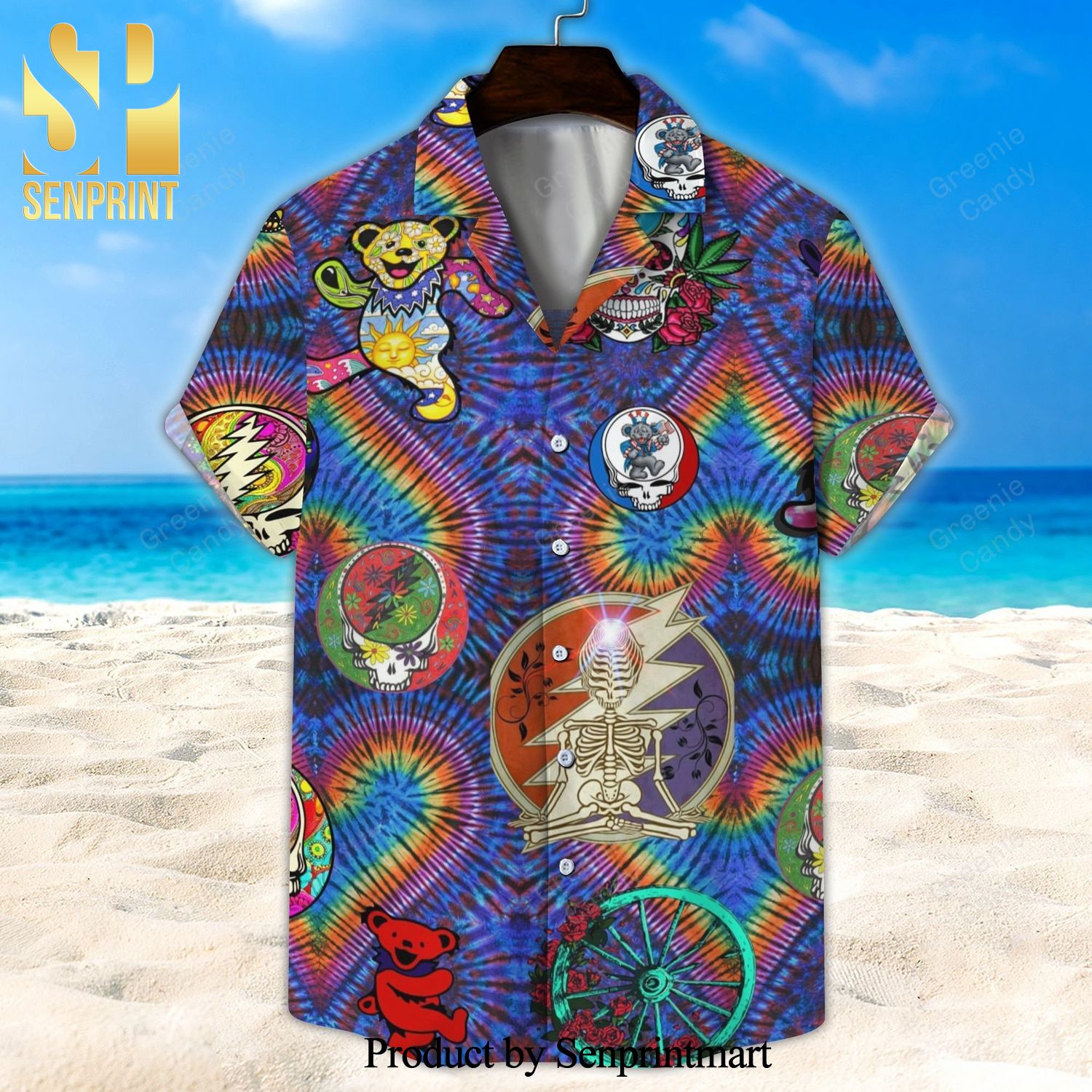 Grateful Dead Heart Tiedye Full Printing Unisex Hawaiian Shirt And Beach Short