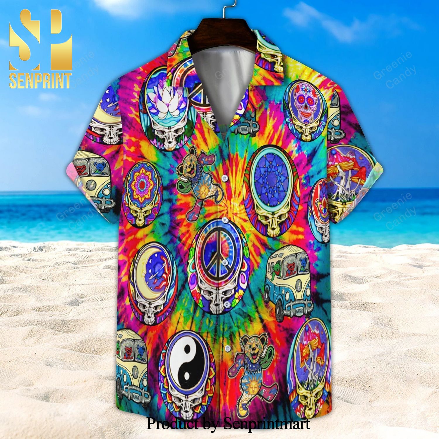 Grateful Dead Hippie Tiedye Full Printing Hawaiian Shirt And Beach Short