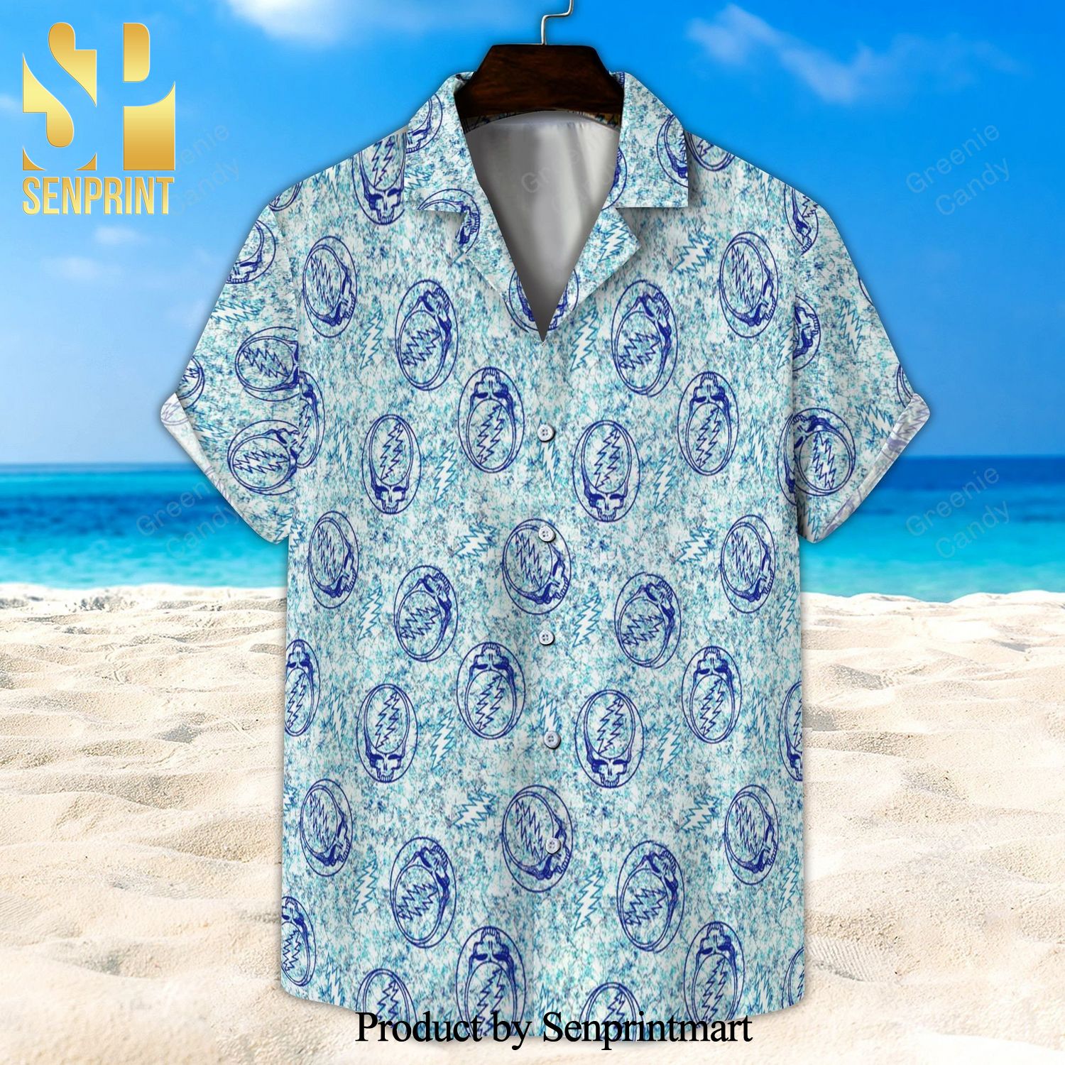 Grateful Dead Seamless Pattern Full Printing Hawaiian Shirt And Beach Short – Blue