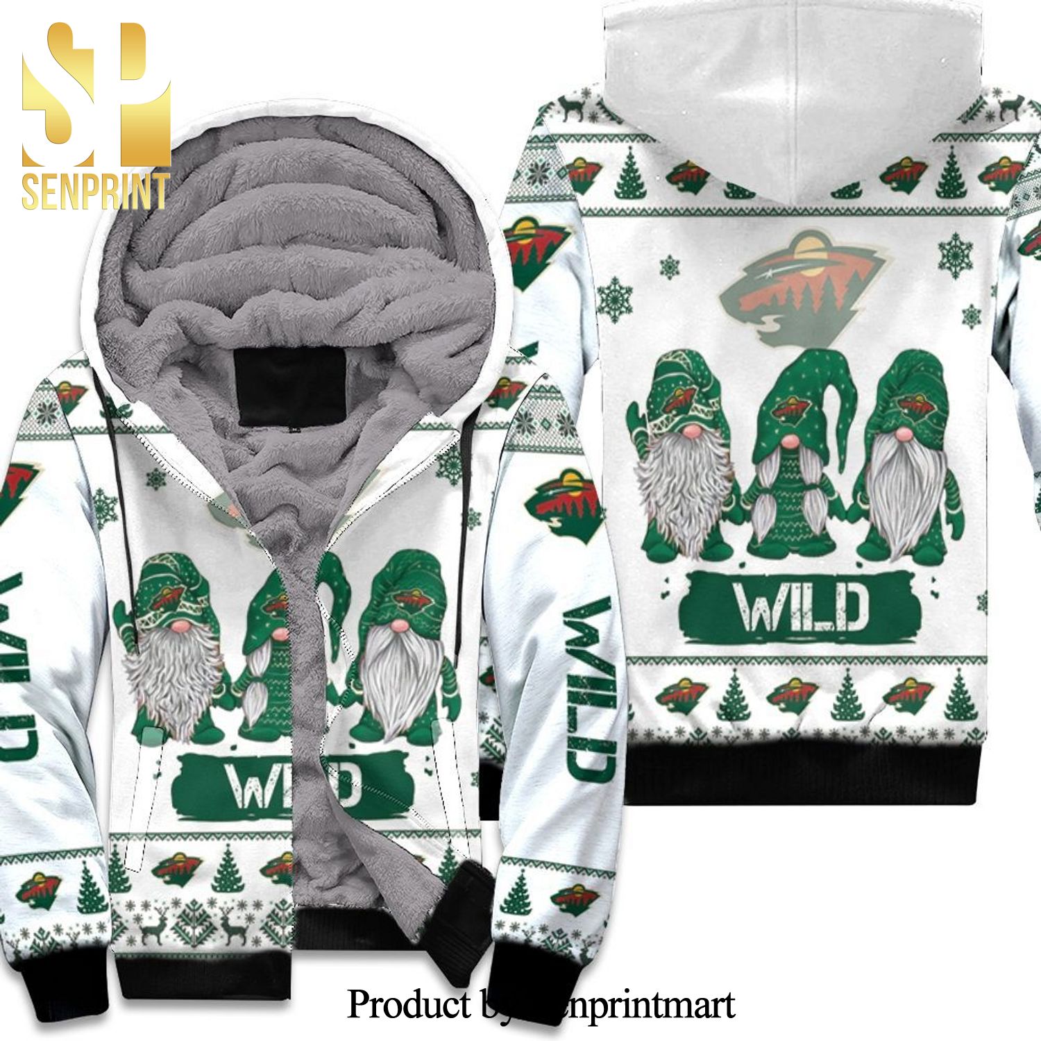 Christmas Gnomes Minnesota Wild New Type Unisex Fleece Hoodie