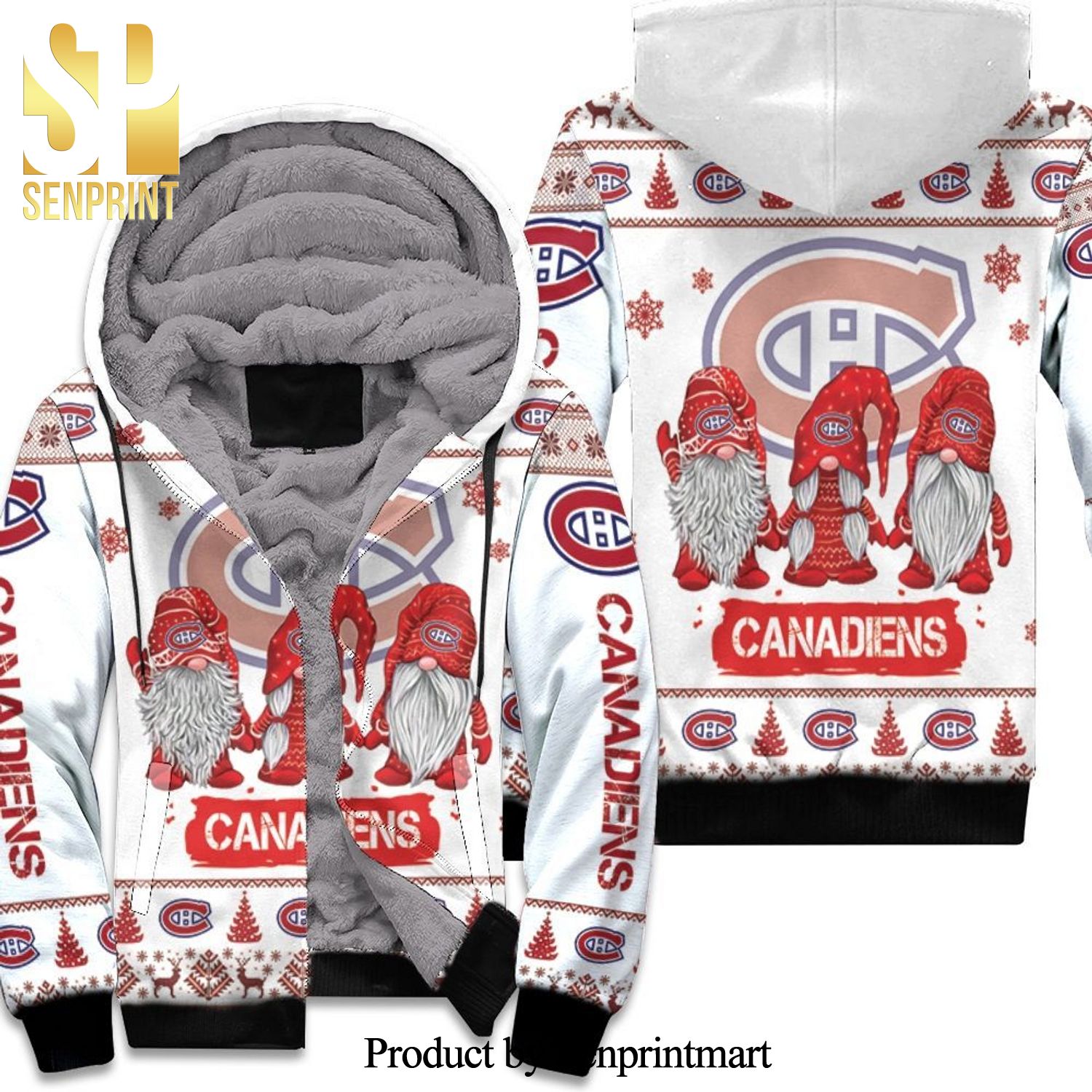 Christmas Gnomes Montreal Canadiens Cool Style Unisex Fleece Hoodie