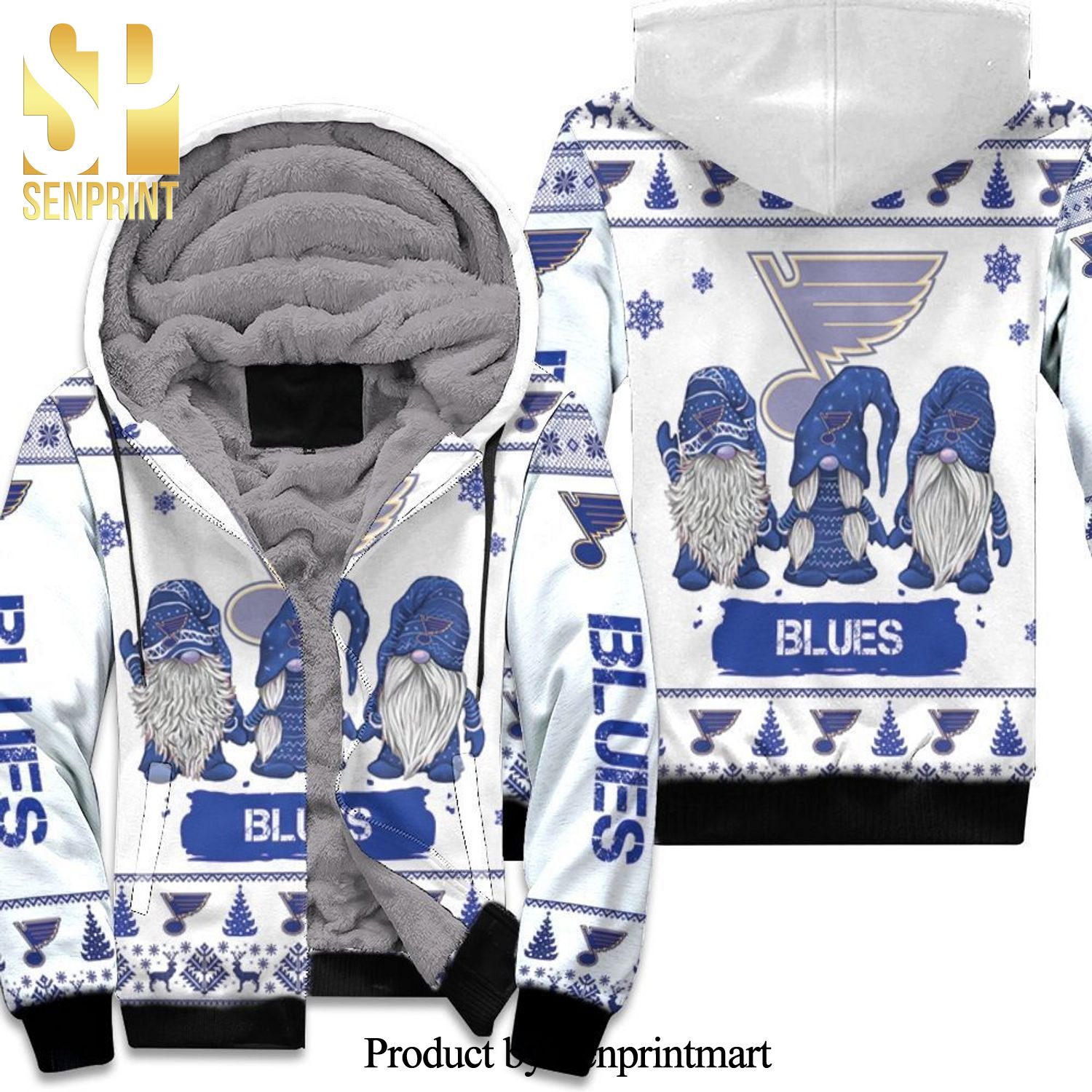 Christmas Gnomes St Louis Blues Hot Version Unisex Fleece Hoodie