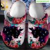 Romantic Black Cat Tropical Flower Gift For Lover All Over Printed Crocs Sandals