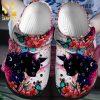 Romantic Black Cat Tropical Flower Adults Kids Crocband Clogs Crocs Shoes