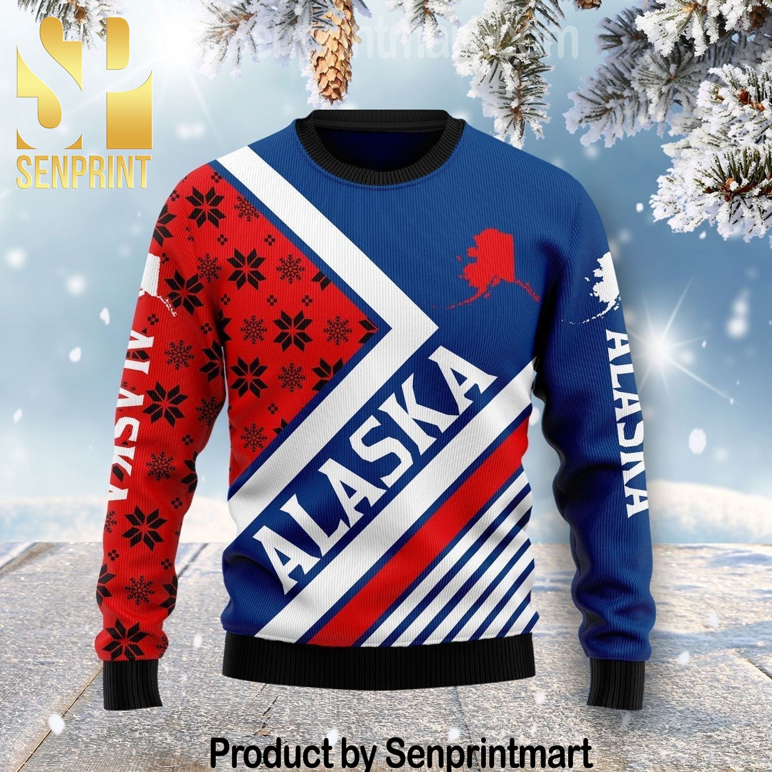 Alaska Lover Gift Ideas Pattern Ugly Knit Sweater