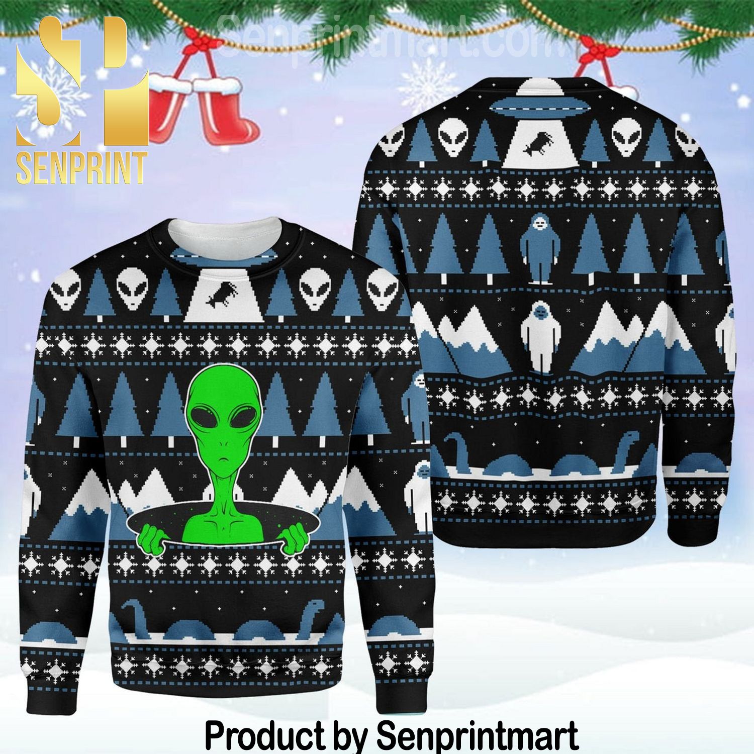 Alien Holiday Gifts Wool Knitting Sweater