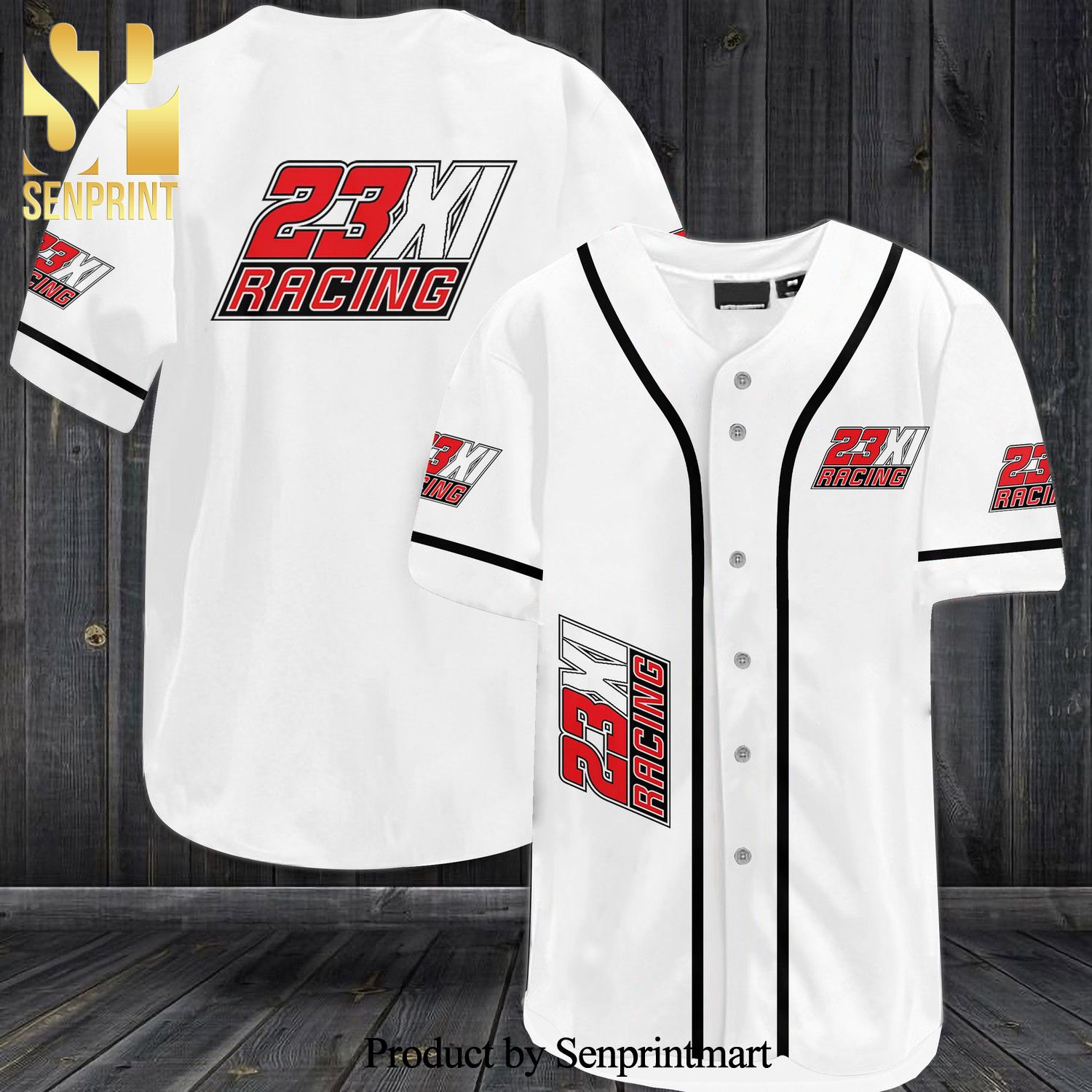 23XI Racing All Over Print Baseball Jersey – White