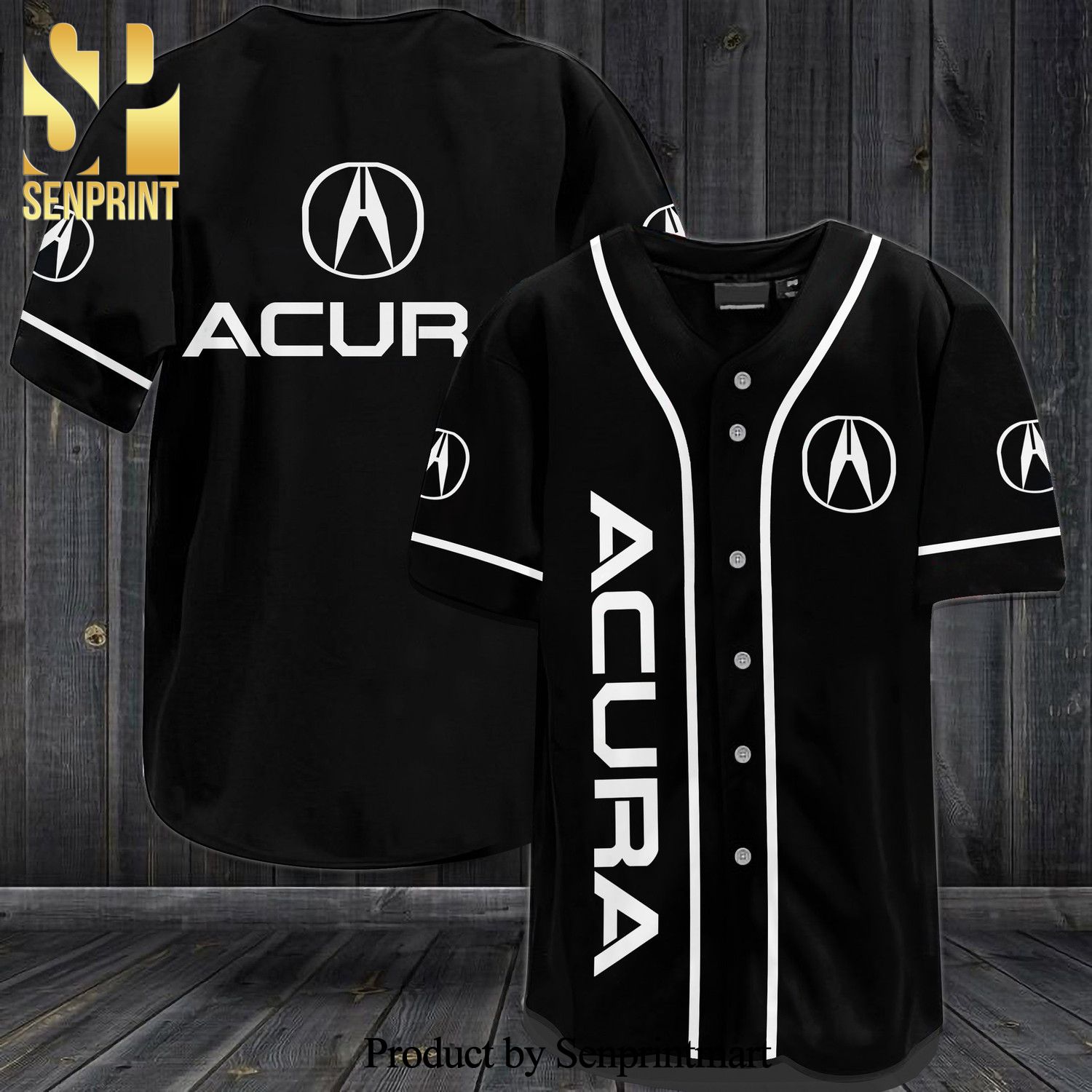 Acura Logo 3D All Over Print Baseball Jersey – Black