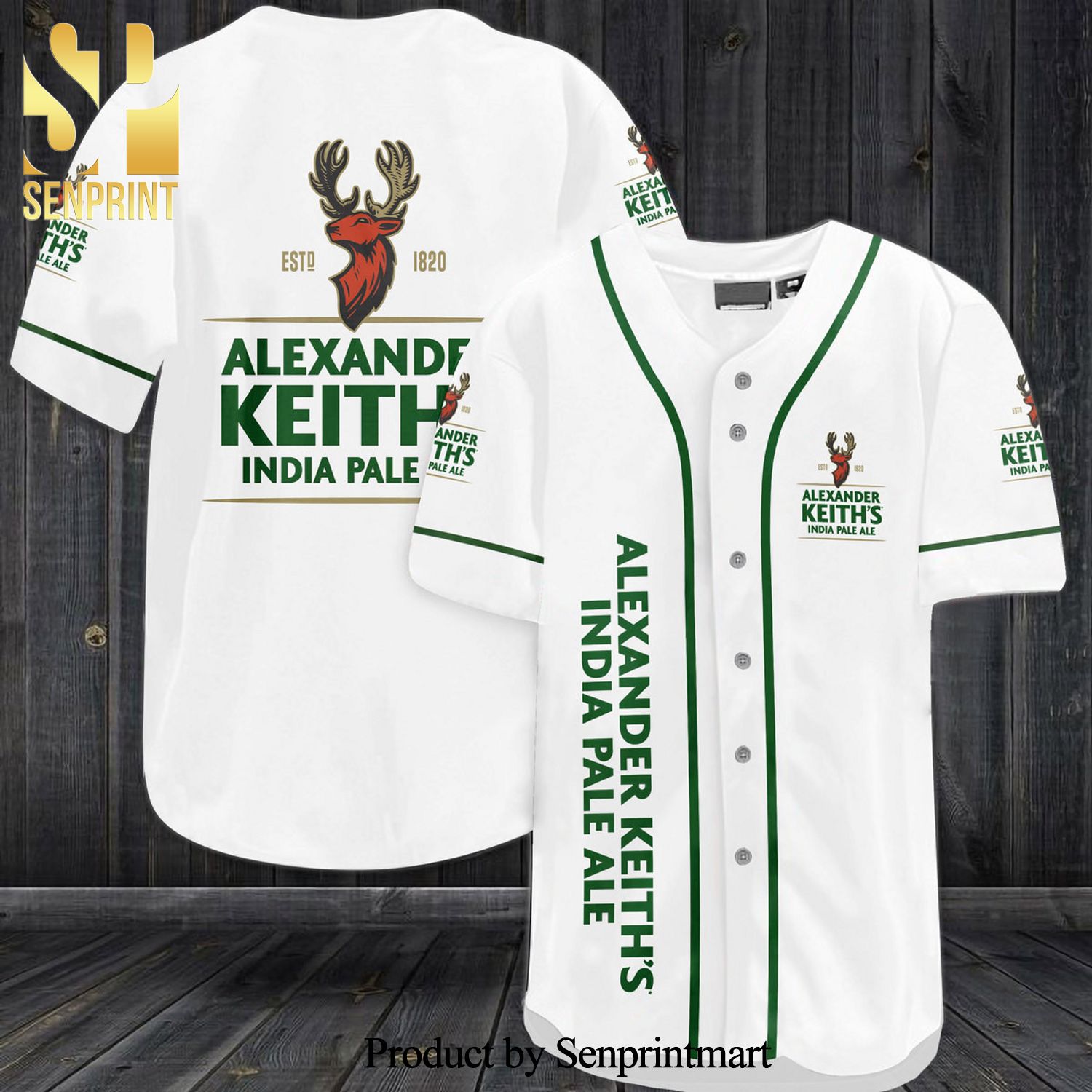 Alexander Keith’s Indian Pale Ale All Over Print Baseball Jersey – White