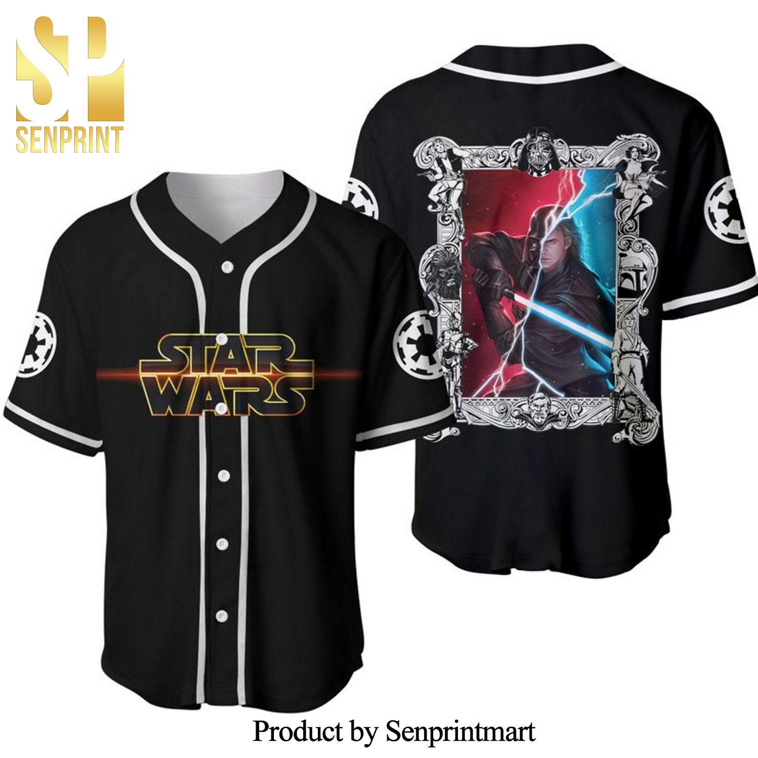 Anakin Skywalker Darth Vader Star Wars All Over Print Unisex Baseball Jersey – Black