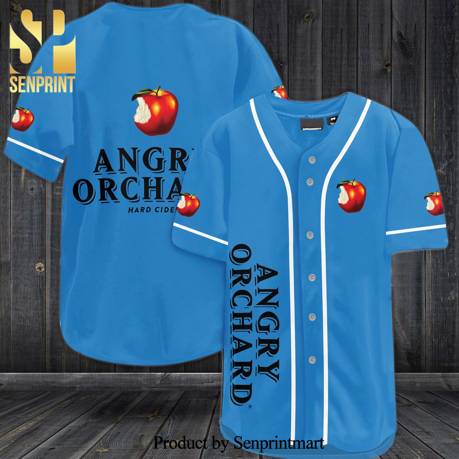 Angry Orchard Hard Cider All Over Print Baseball Jersey – Blue