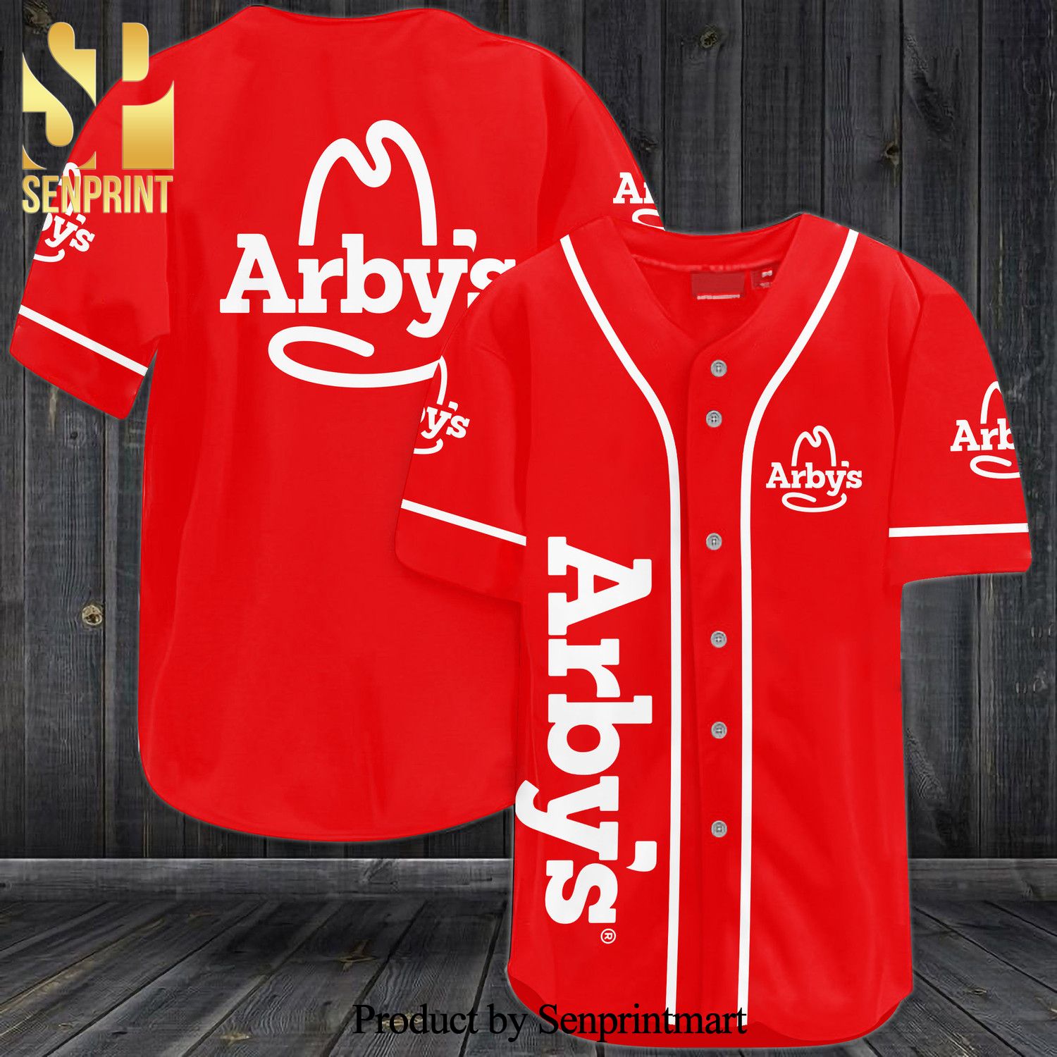 Arby’s All Over Print Baseball Jersey – Red