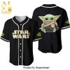 Baby Yoda Boba Fett Rancor Star Wars The Mandalorian Full Printing Baseball Jersey – Black
