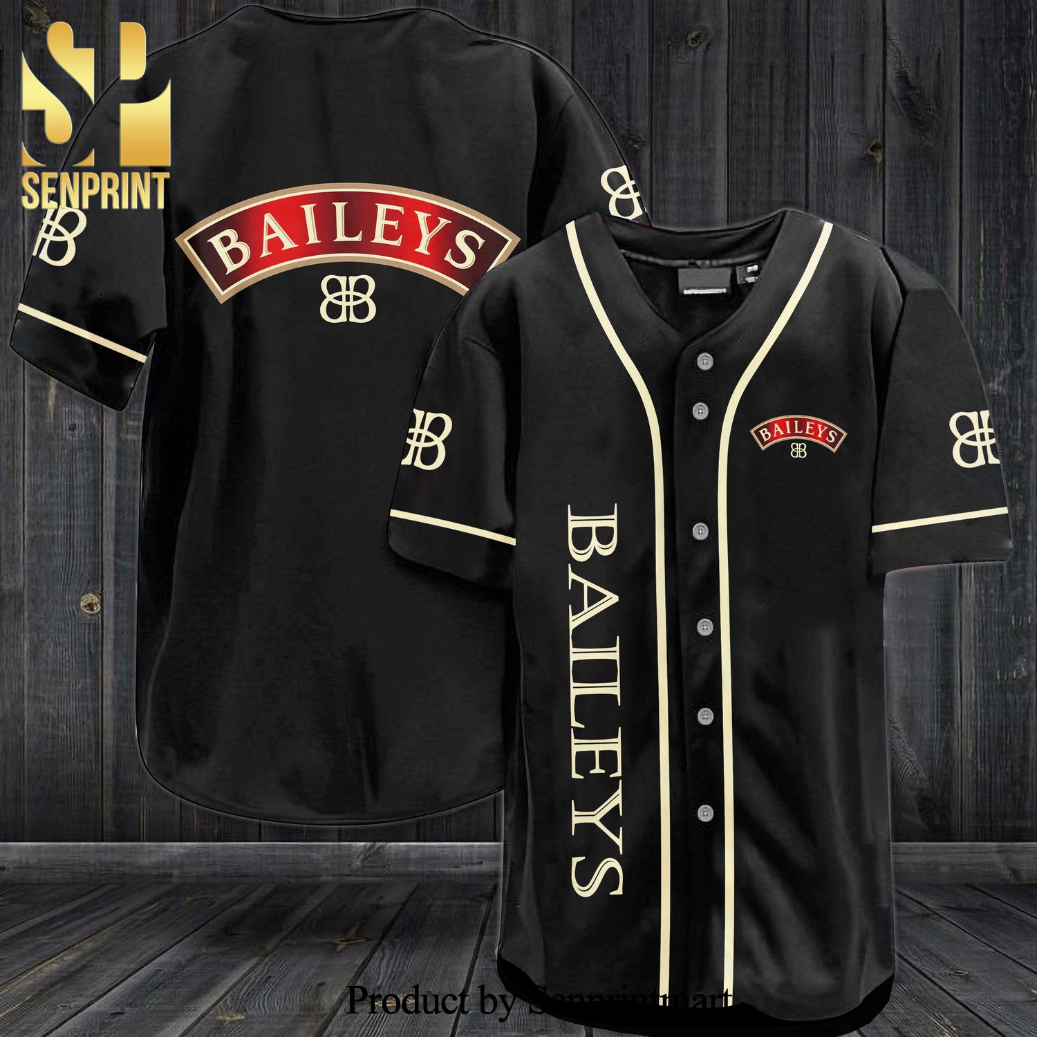 Baileys All Over Print Baseball Jersey – Black