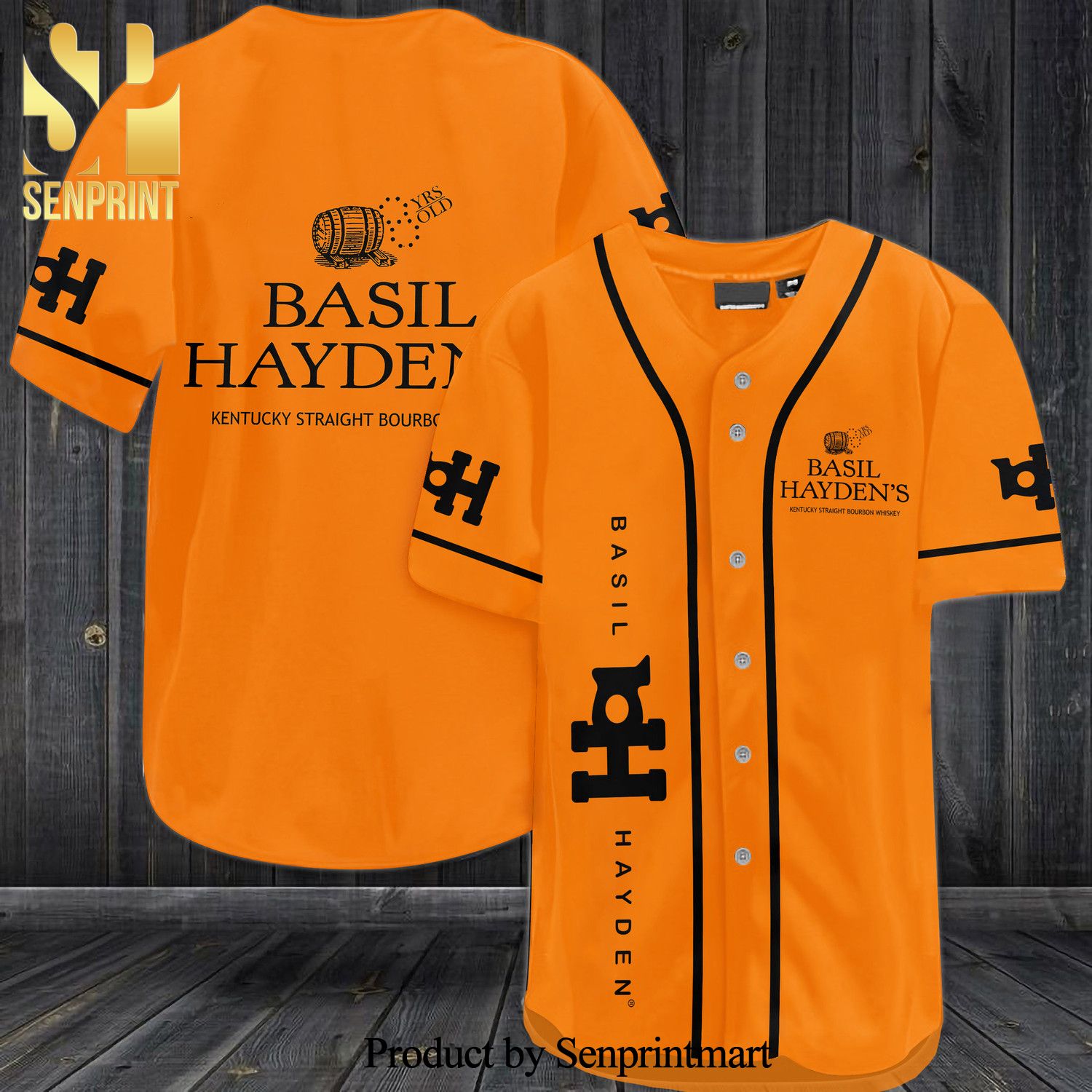 Basil Hayden’s All Over Print Baseball Jersey – Orange