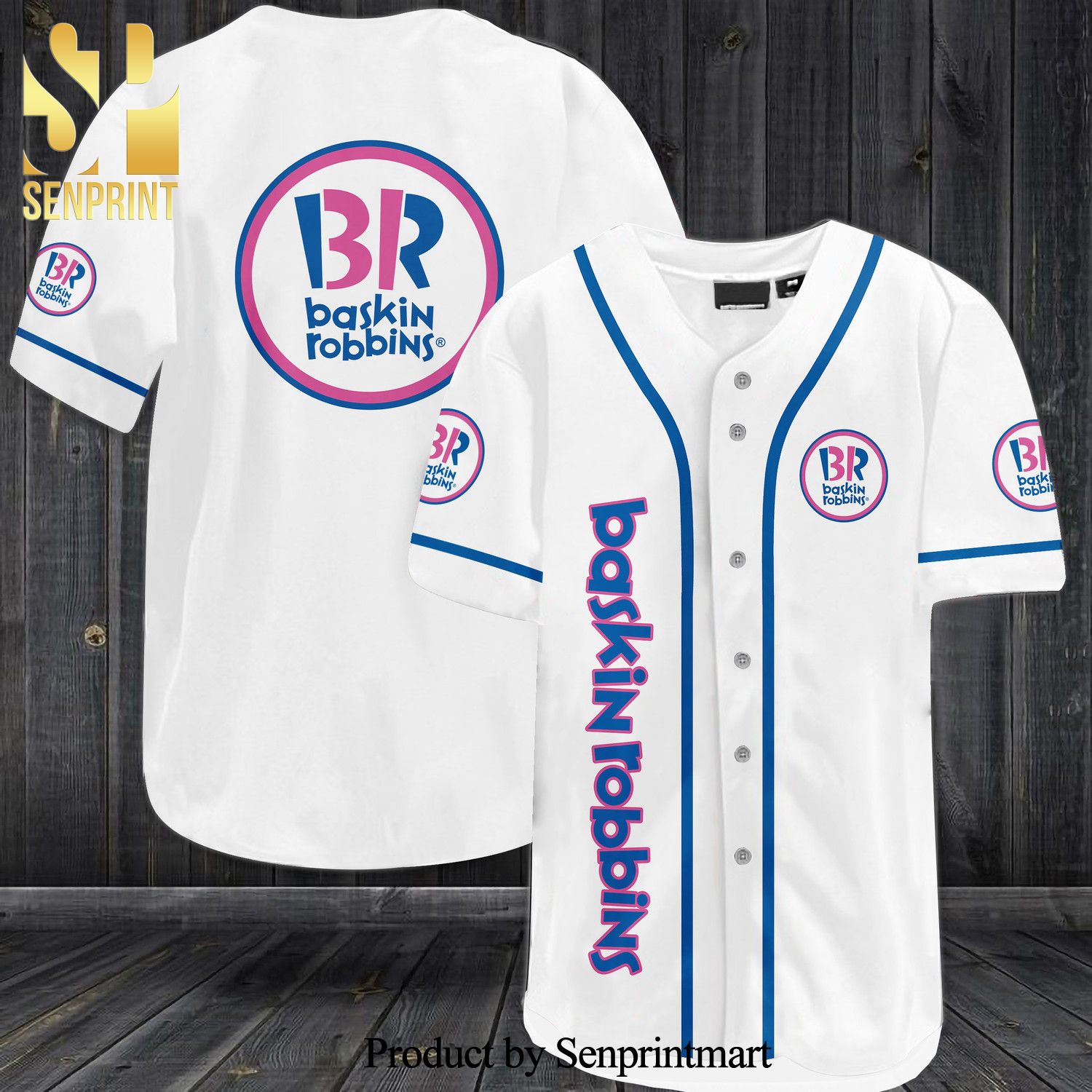 Baskin Robbins All Over Print Baseball Jersey – White