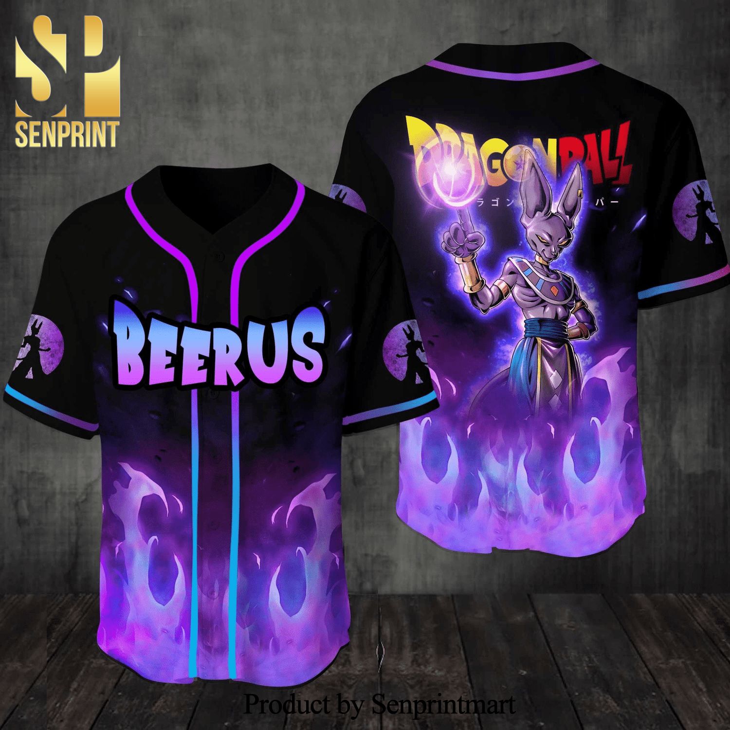 Beerus Fire Dragon Ball Full Printing Baseball Jersey