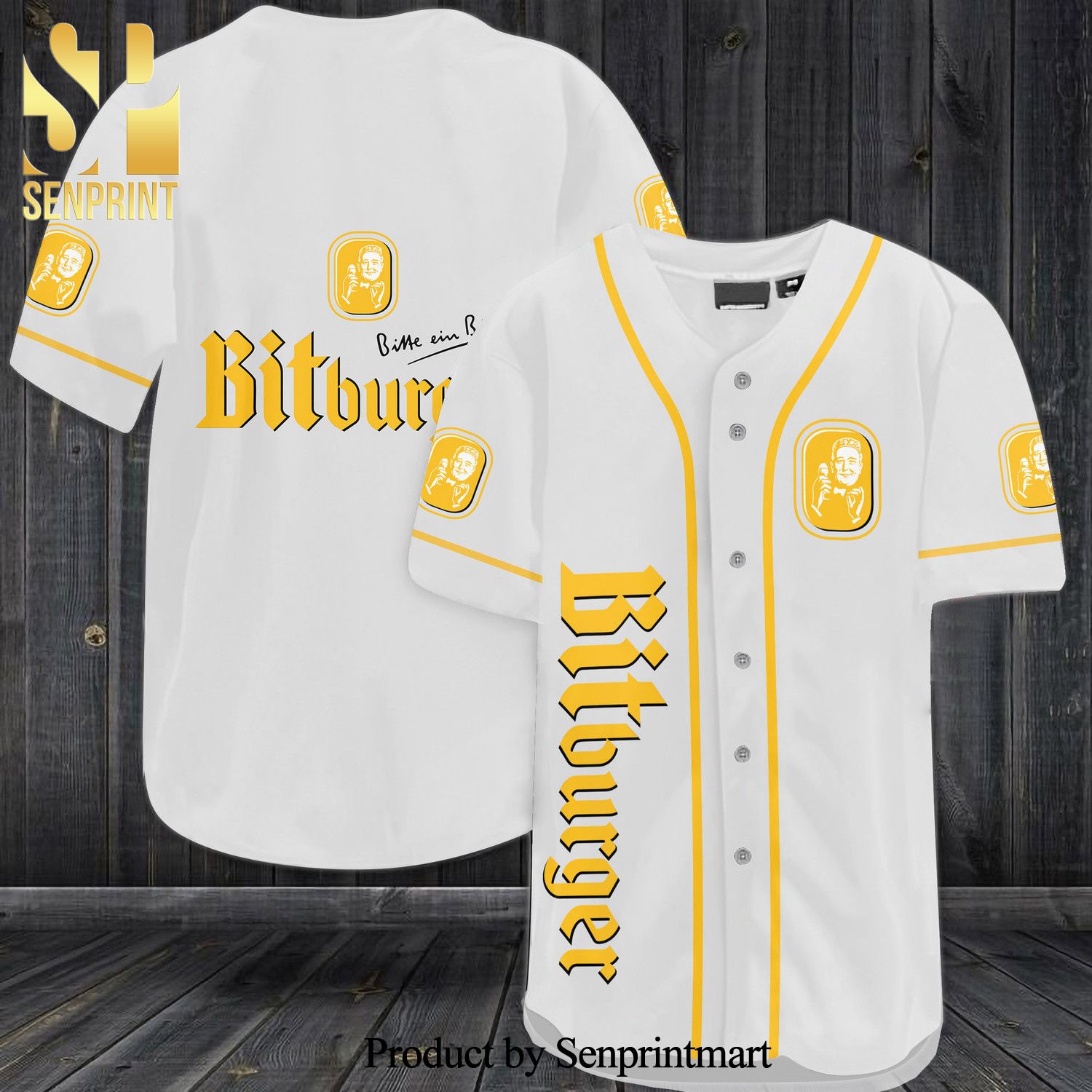 Bitburger Beer All Over Print Baseball Jersey – White