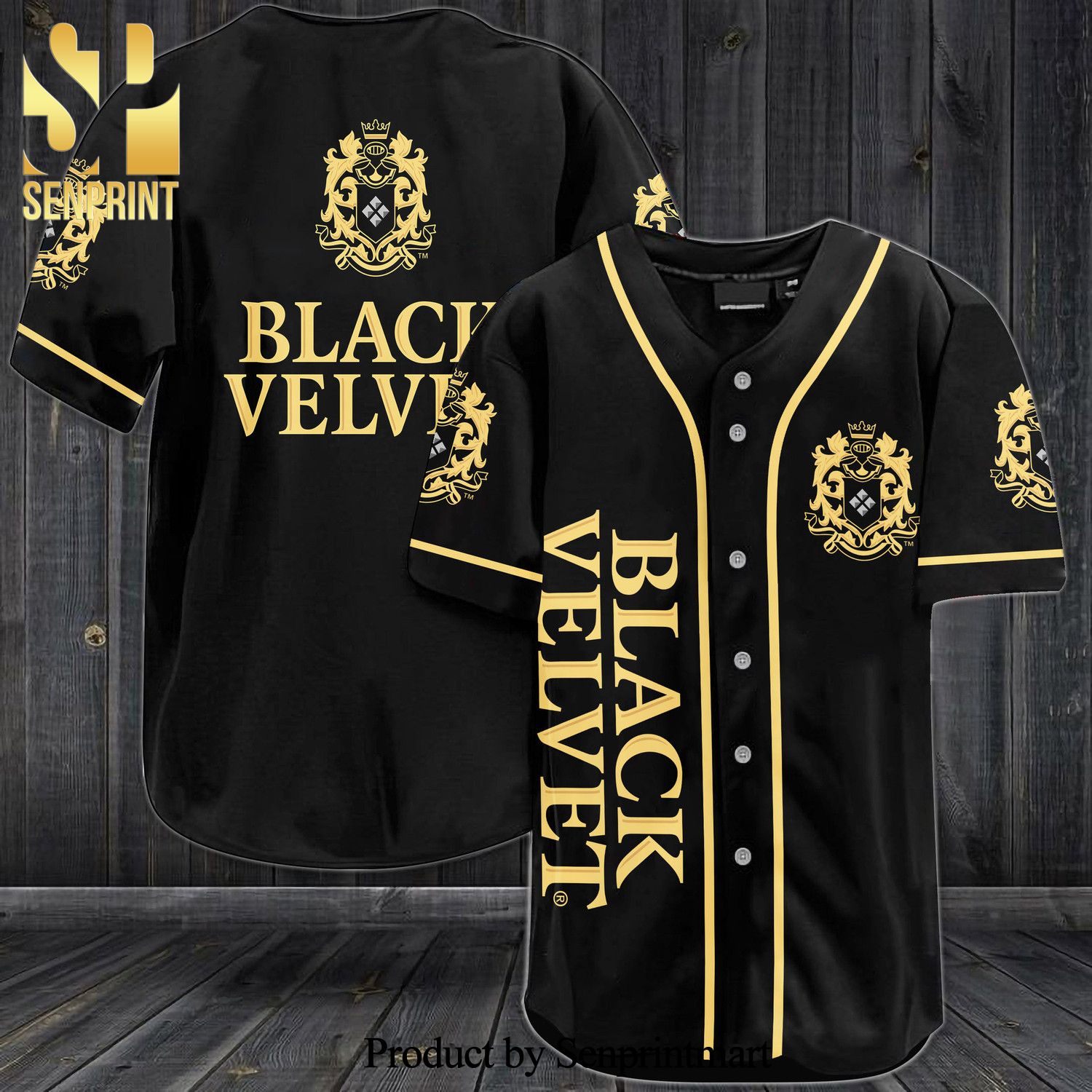 Black Velvet Whiskey All Over Print Baseball Jersey – Black