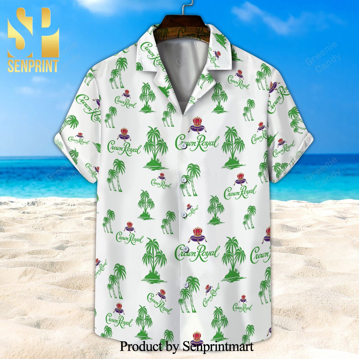 Green Crown Royal Palm Tree Full Printing Unisex Hawaiian Shirt And Beach Short – White