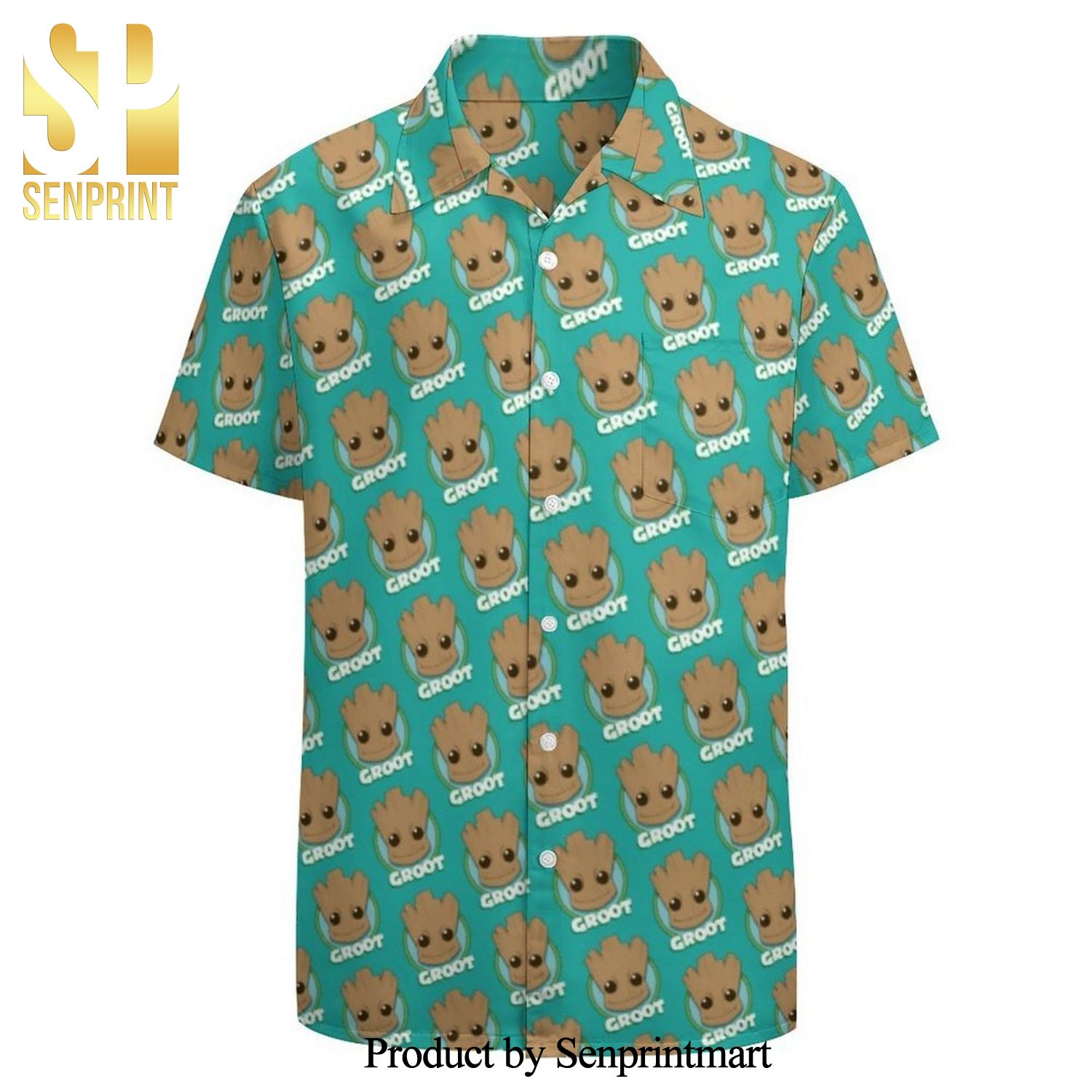 Guardians Of The Galaxy Baby Groot Face Full Printing Hawaiian Shirt