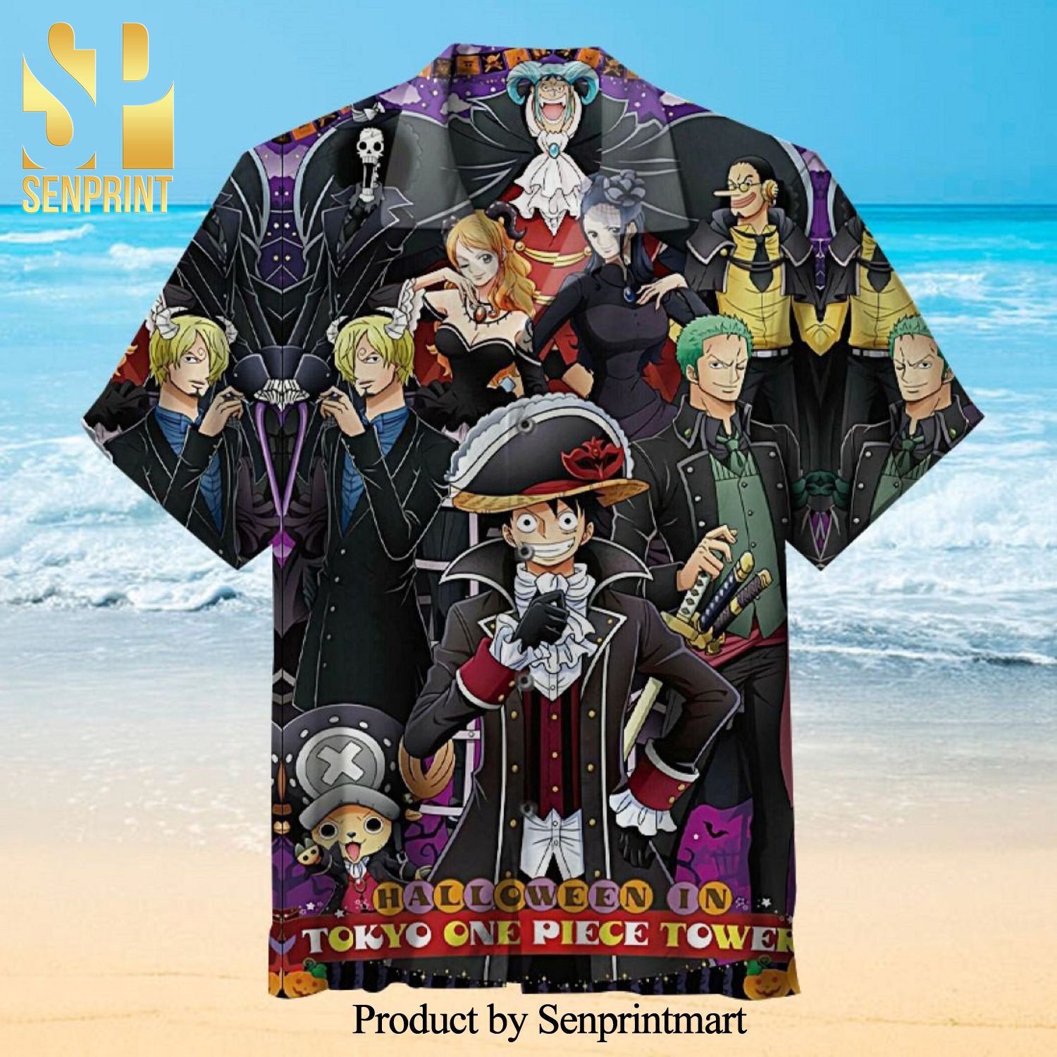 Halloween In Tokyo One Piece Tower Full Printing Hawaiian Shirt