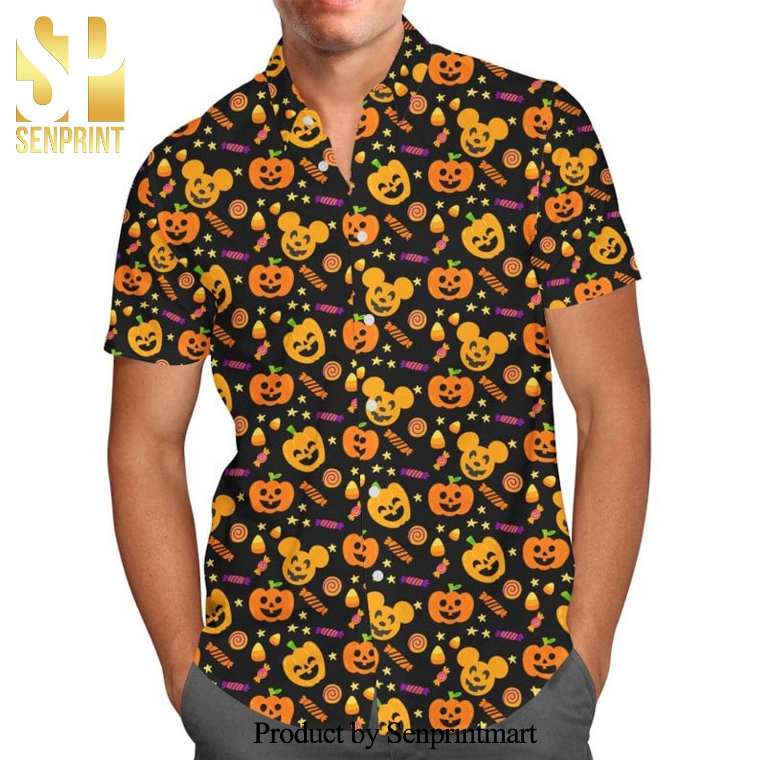 Halloween Mickey Pumpkins Disney Inspired Full Printing Hawaiian Shirt