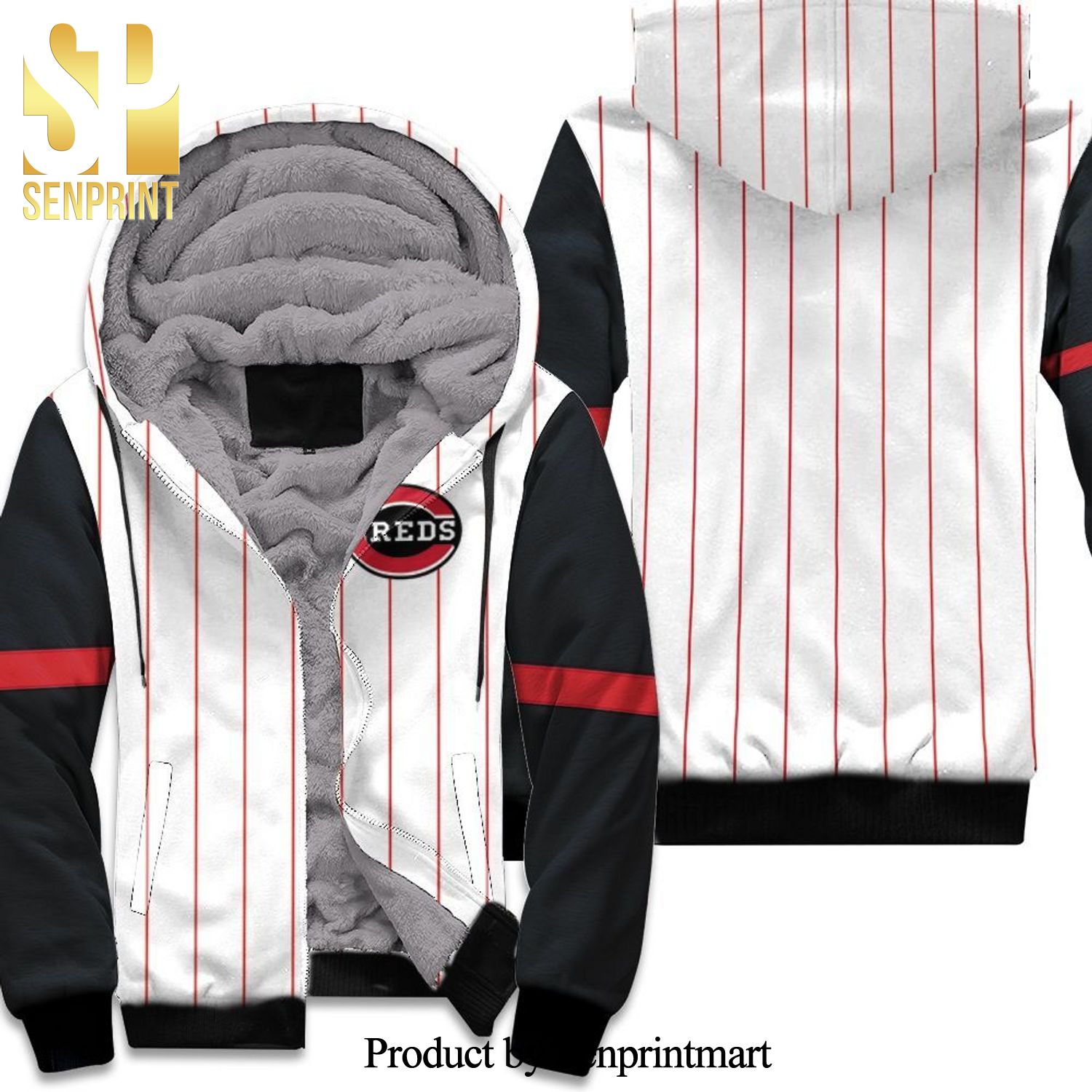 Cincinnati Reds 1999 Throwback White Red 2019 Inspired Style New Outfit Full Printed Unisex Fleece Hoodie