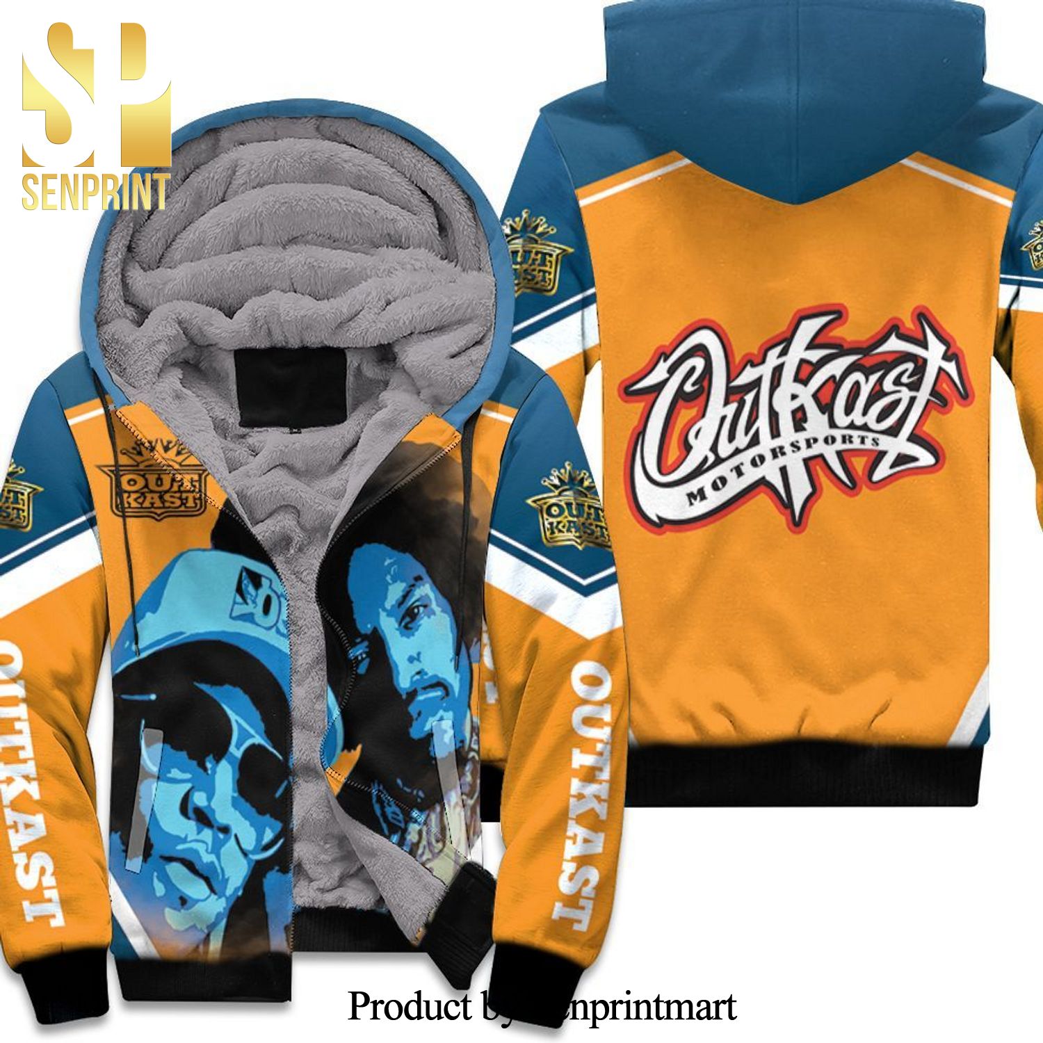 Classic Outkast Portrait Outkast Full Print Unisex Fleece Hoodie