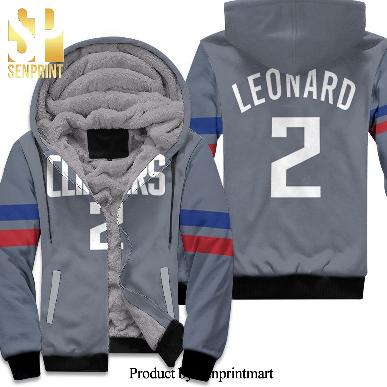 Clippers Kawhi Leonard 2020-21 Earned Edition Gray Inspired Style Cool Style Unisex Fleece Hoodie