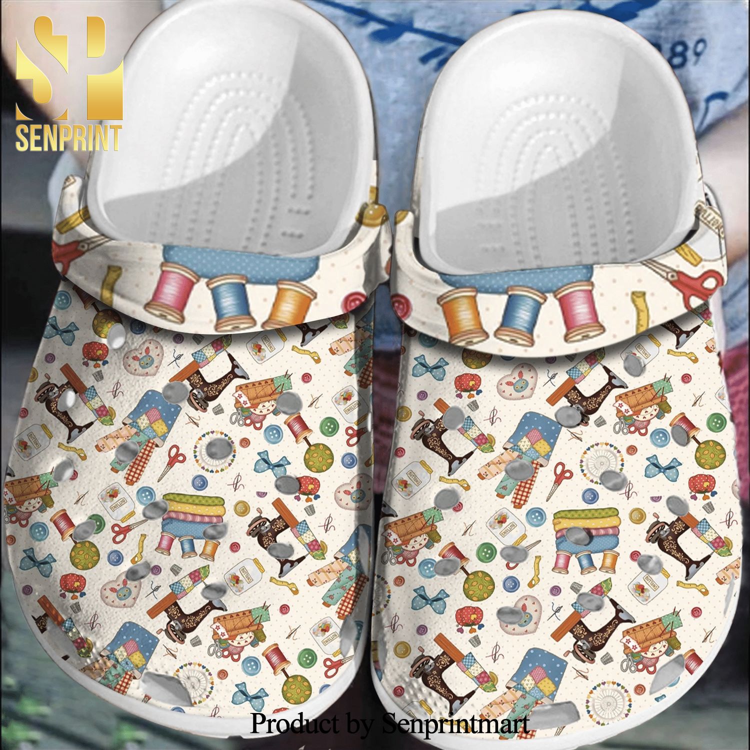 Sewing Quilting Icon Gift For Lover Rubber Crocs Shoes