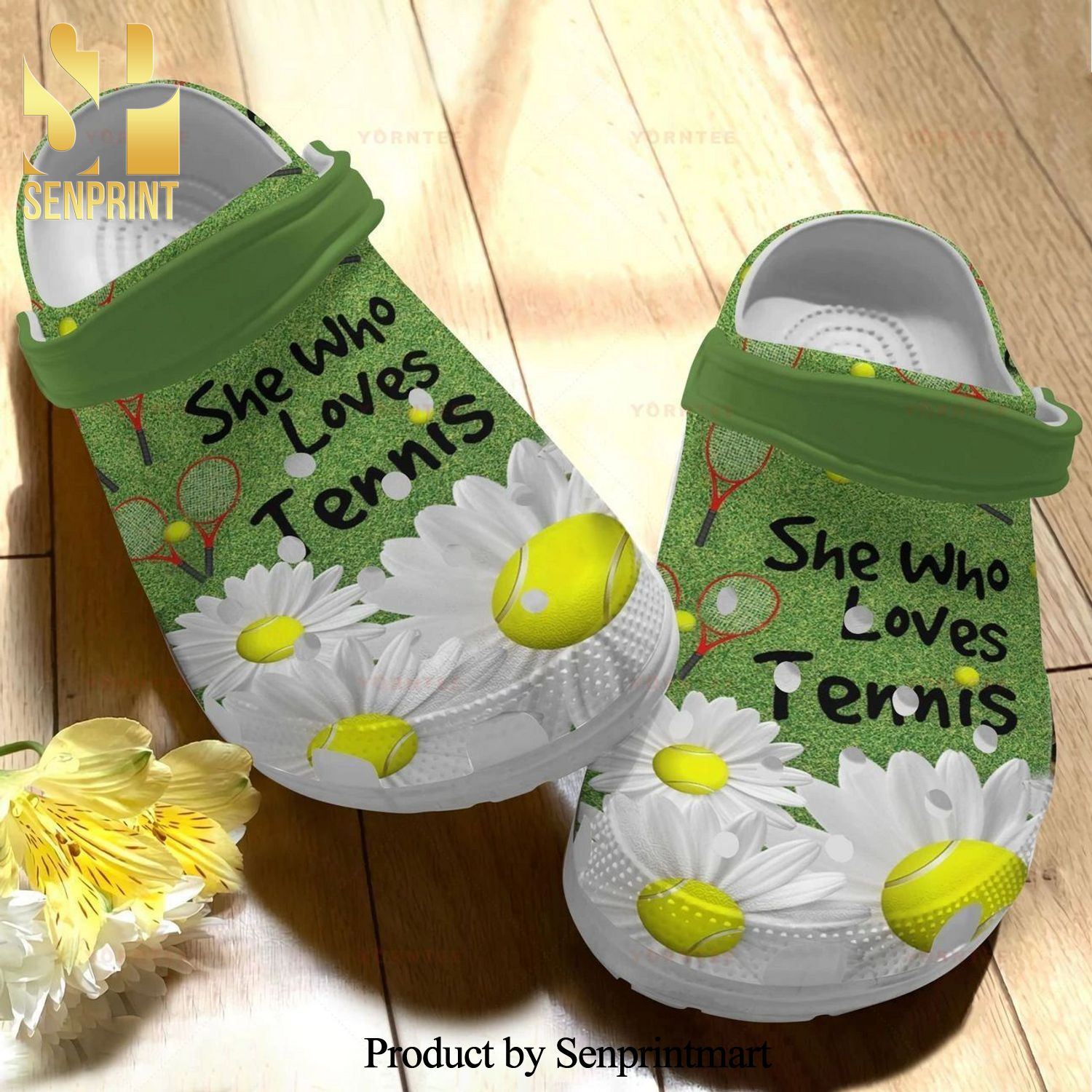 She Who Loves Tennis Gift For Lover All Over Printed Crocs Crocband In Unisex Adult Shoes