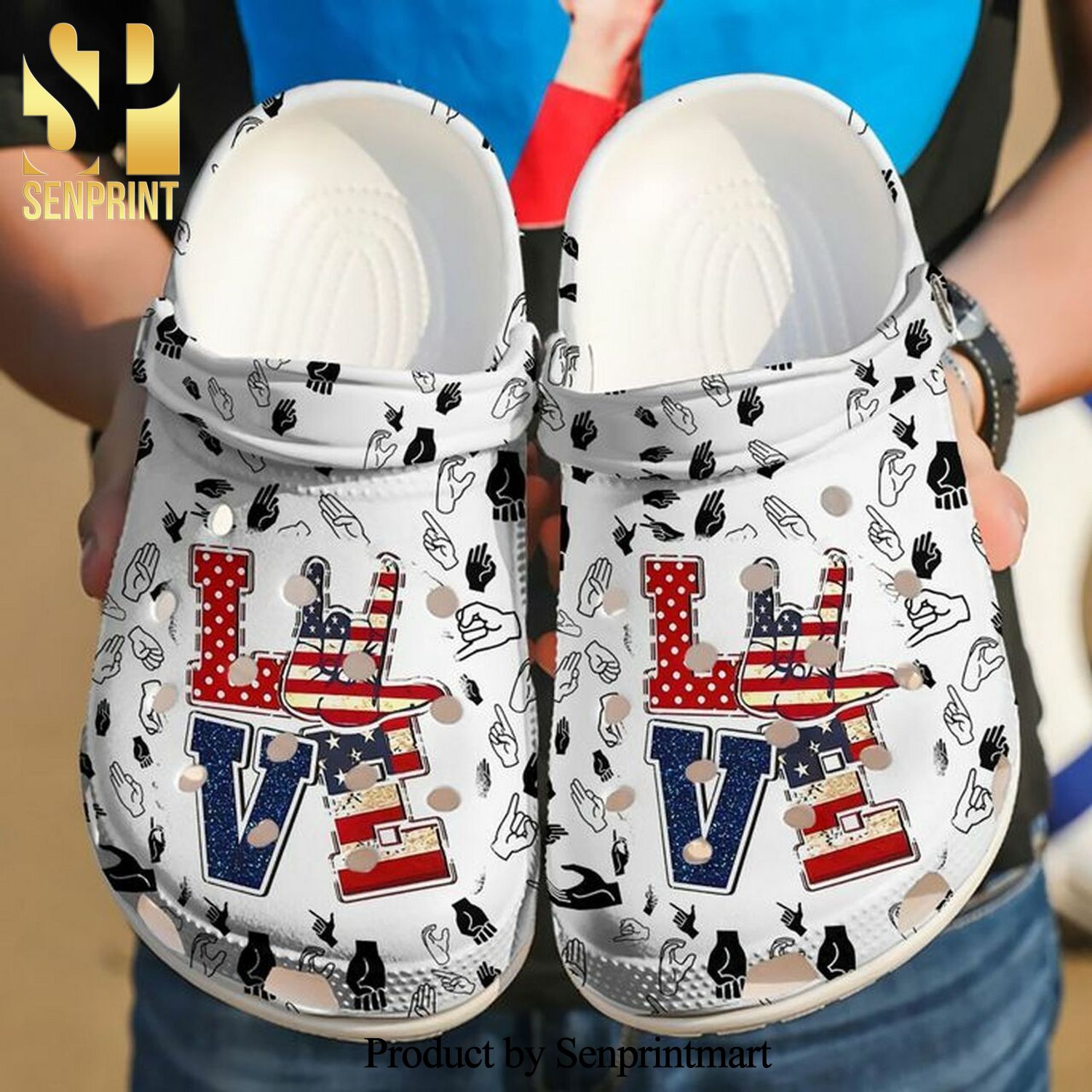 Sign Language I Love You America 102 Gift For Lover Hypebeast Fashion Crocs Shoes