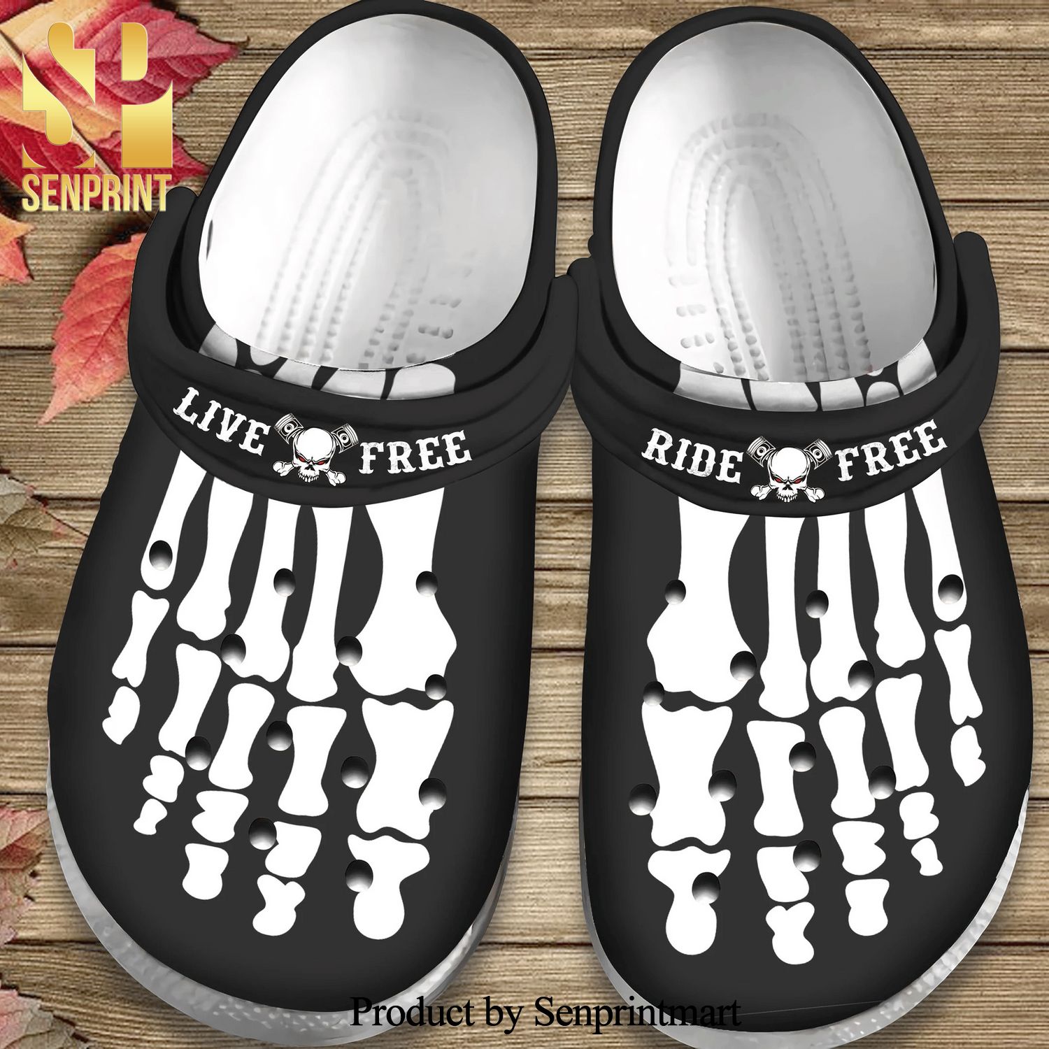 Skeleton Foot Tatoo Gift For Lover Full Printing Crocs Sandals