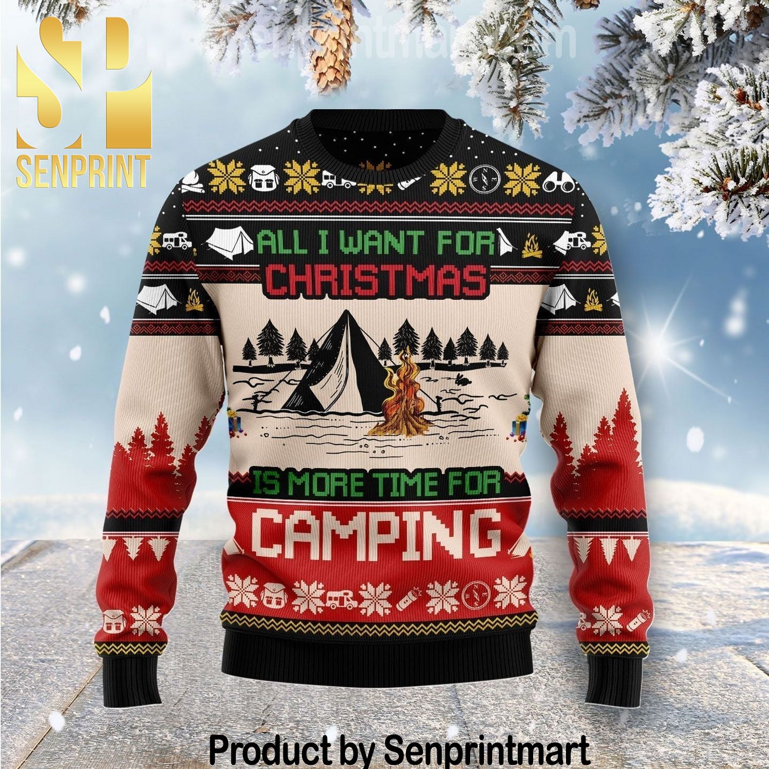 All I Want For Christmas Is More Time For Camping Holiday Gifts Wool Knitting Sweater