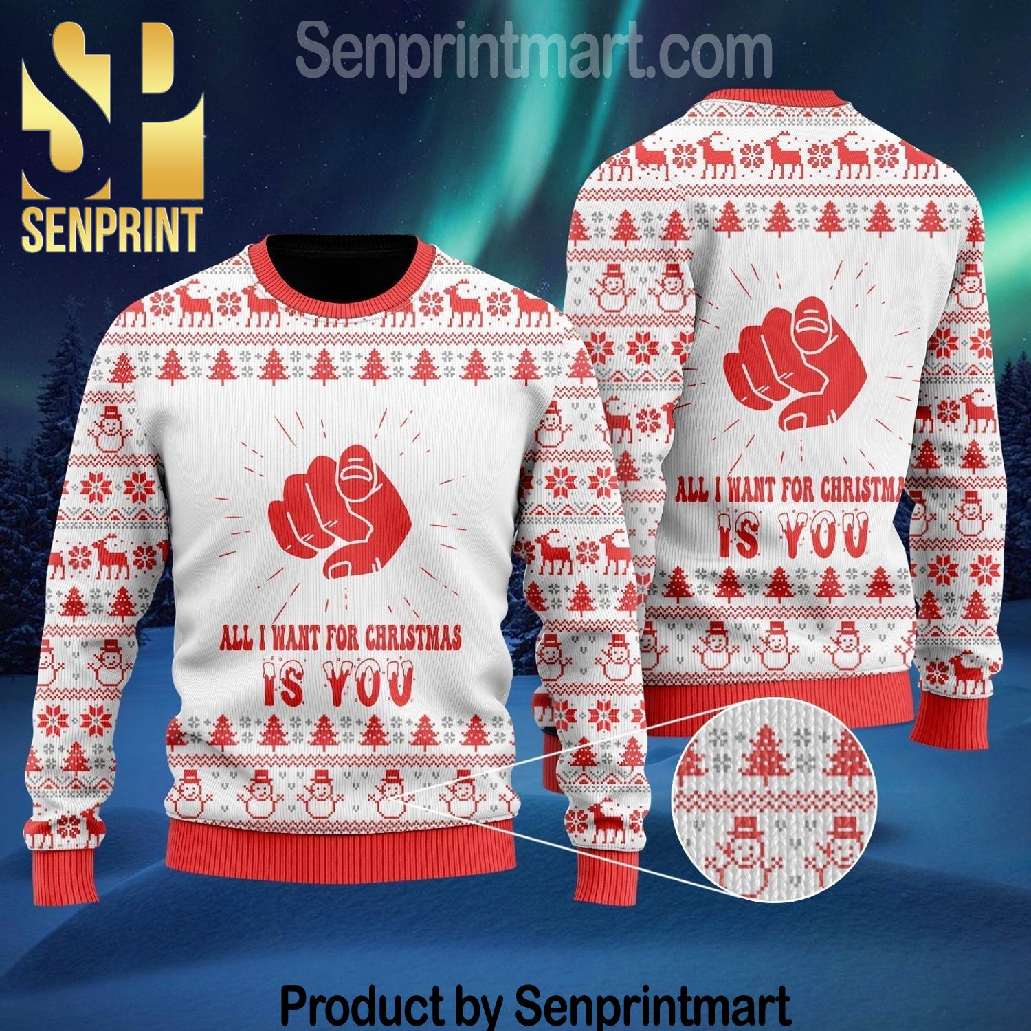 All I Want For Christmas Is You Holiday Gifts Full Print Knitting Wool Sweater