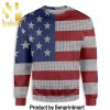 American Flag And Dachshund Dog 3D Holiday Knit Sweater