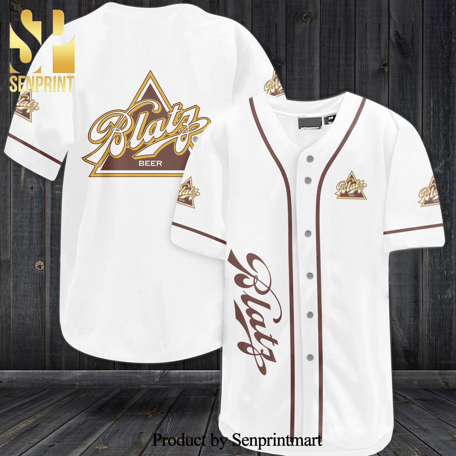 Blatz Beer All Over Print Baseball Jersey – White