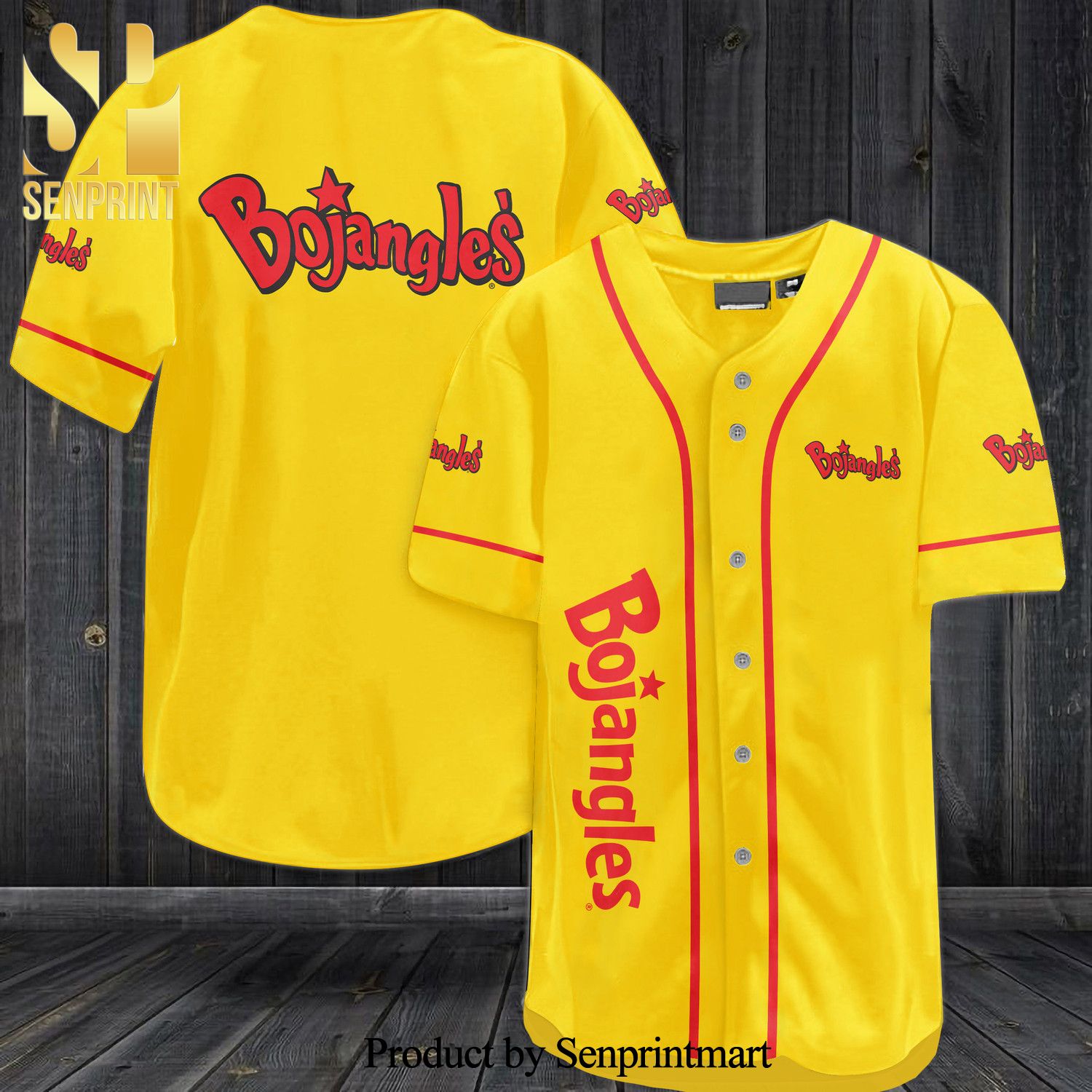 Bojangles All Over Print Baseball Jersey – Yellow