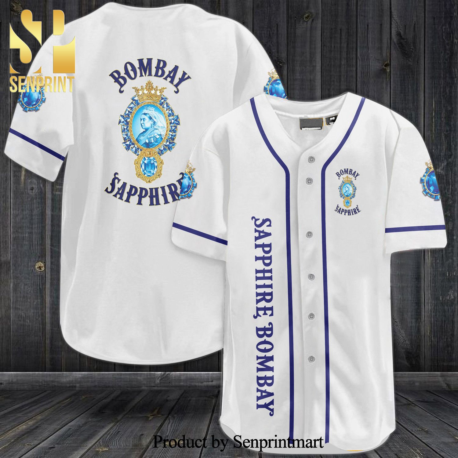Bombay Sapphire All Over Print Baseball Jersey – White
