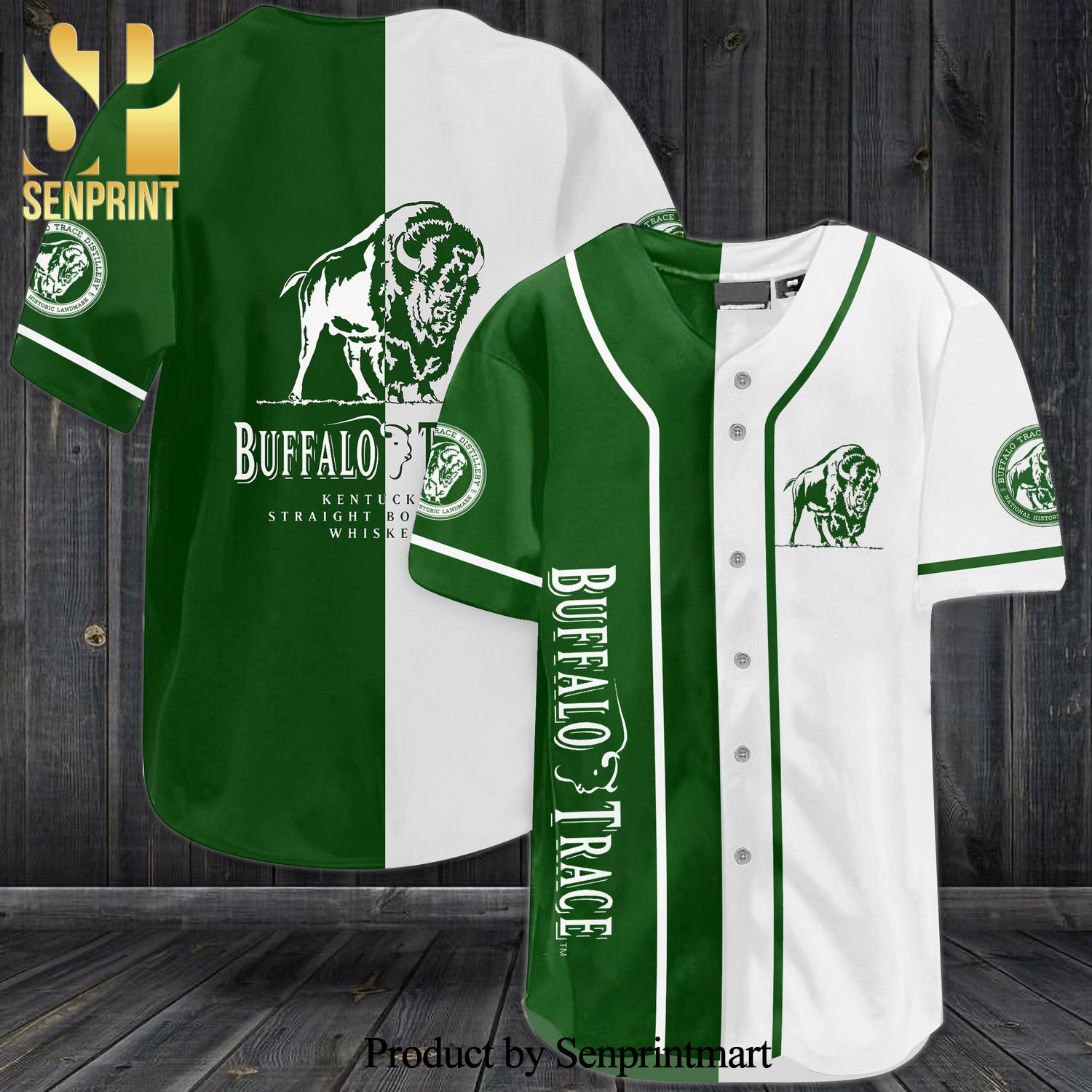 Buffalo Trace Kentucky Straight Bourbon Whiskey All Over Print Baseball Jersey