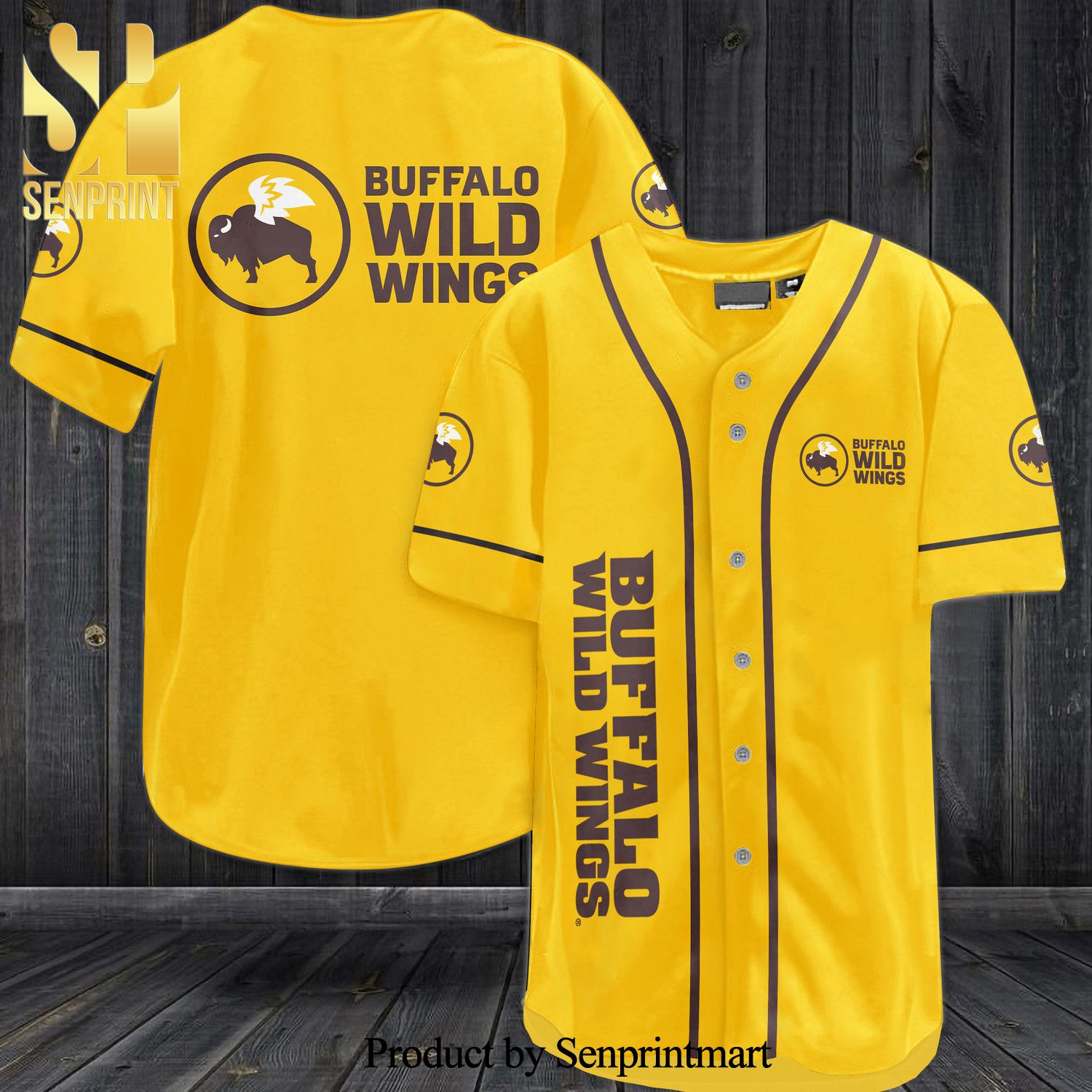 Buffalo Wild Wings All Over Print Baseball Jersey – Yellow