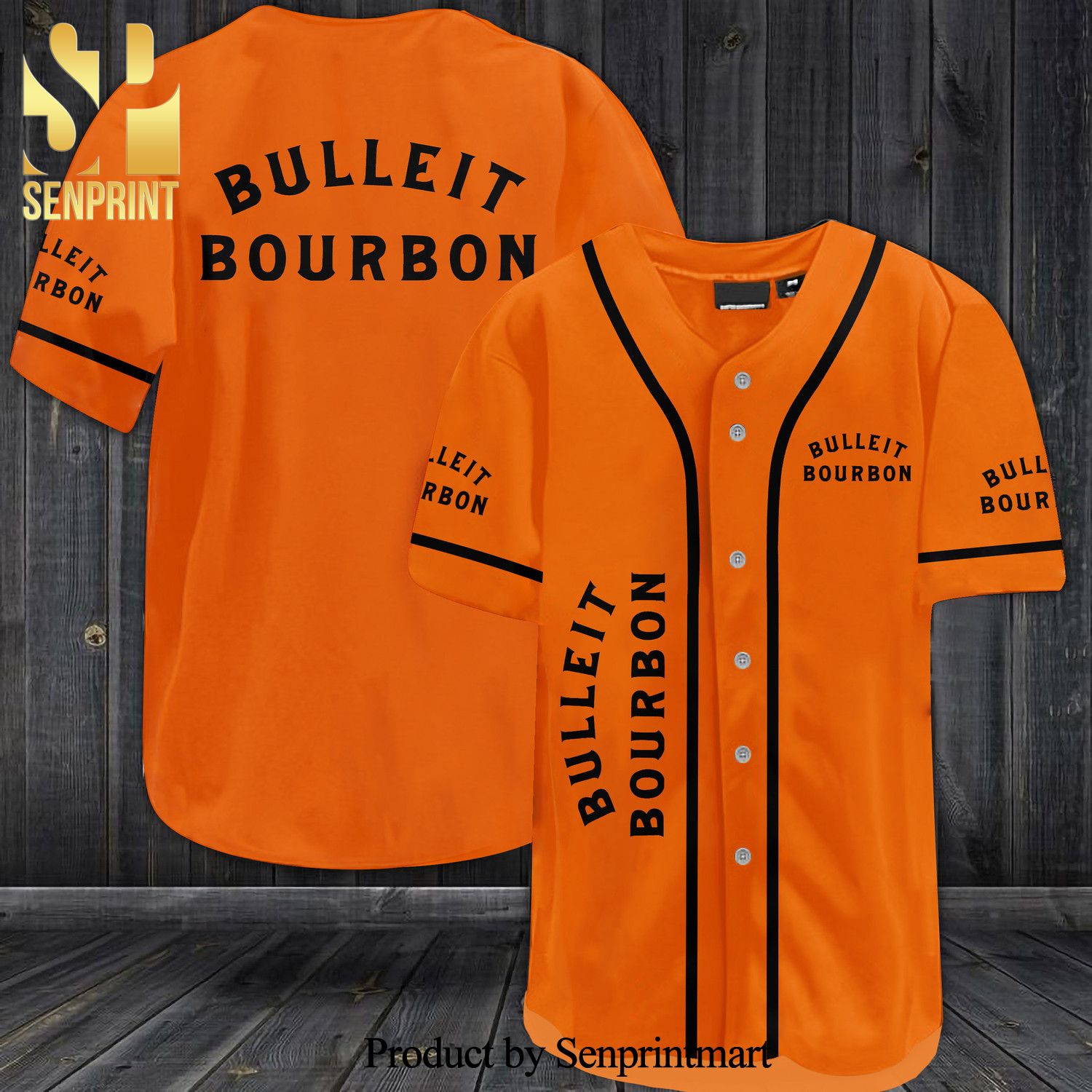 Bulleit Bourbon All Over Print Unisex Baseball Jersey – Orange